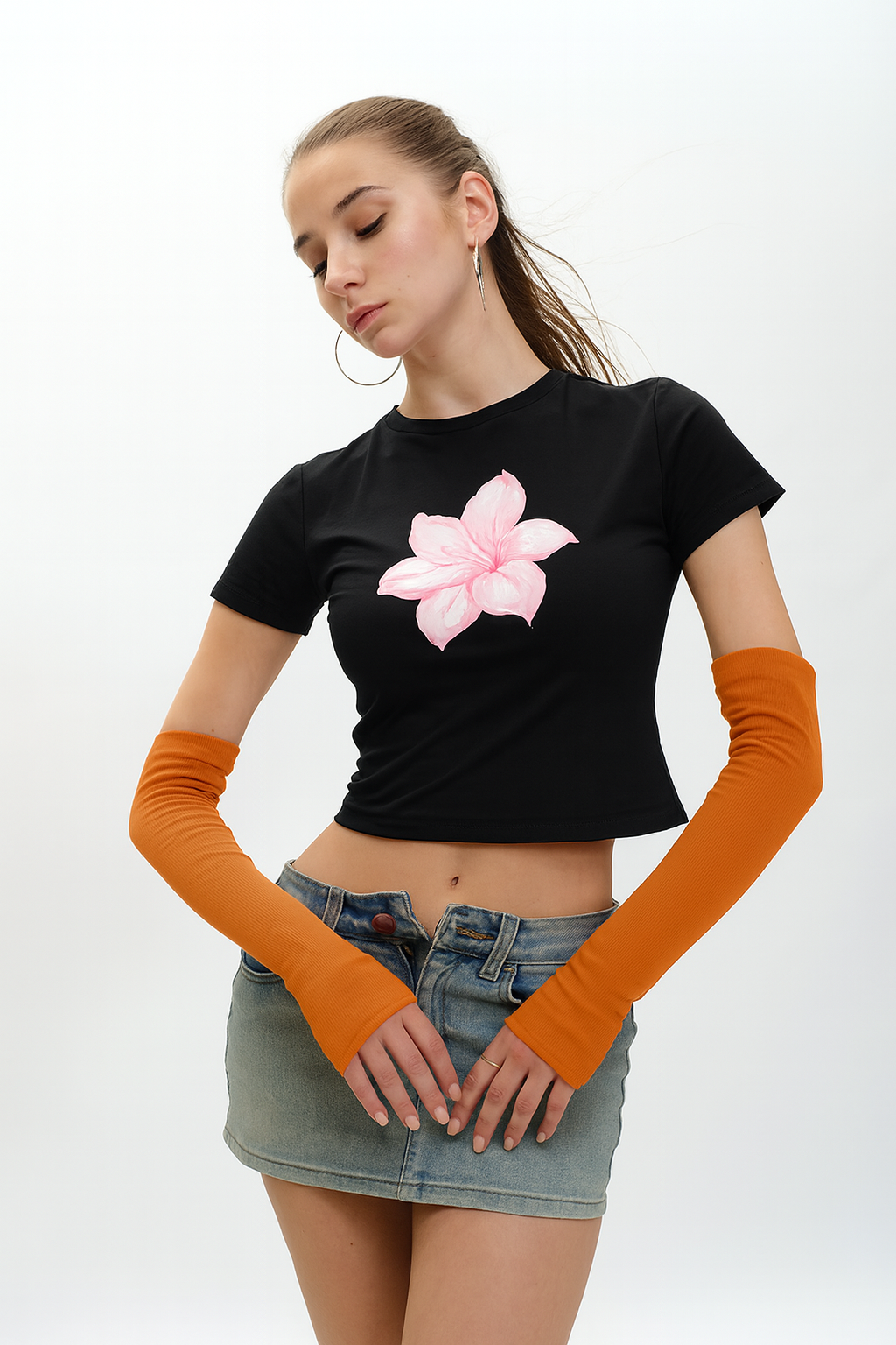 Ribbed Orange Gloves