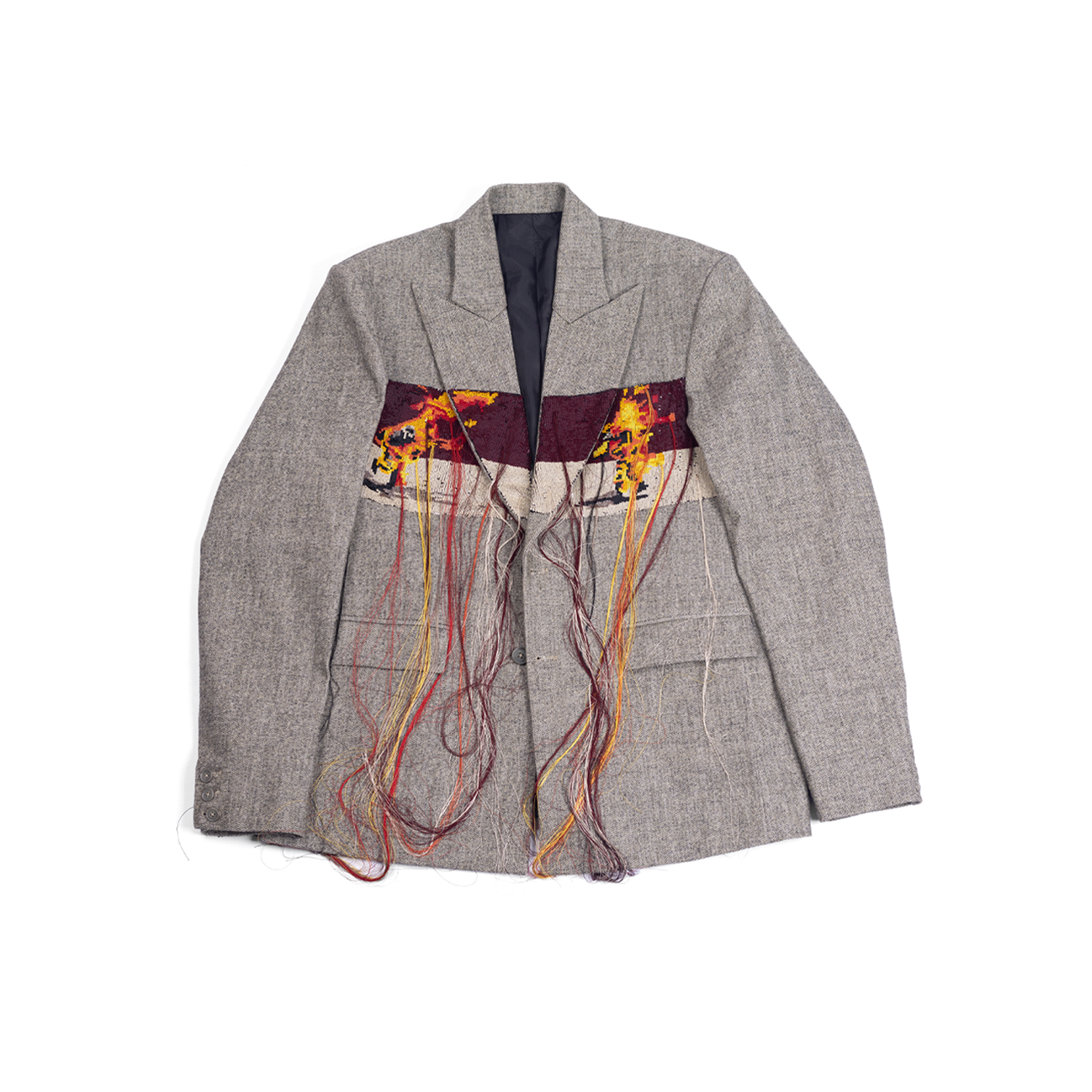 Oversized blazer with twin 'Burning man' embroidery