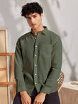 Solid Light Dark Green Premium Cotton Casual Full Sleeve Shirt for Men - Prime Fitz