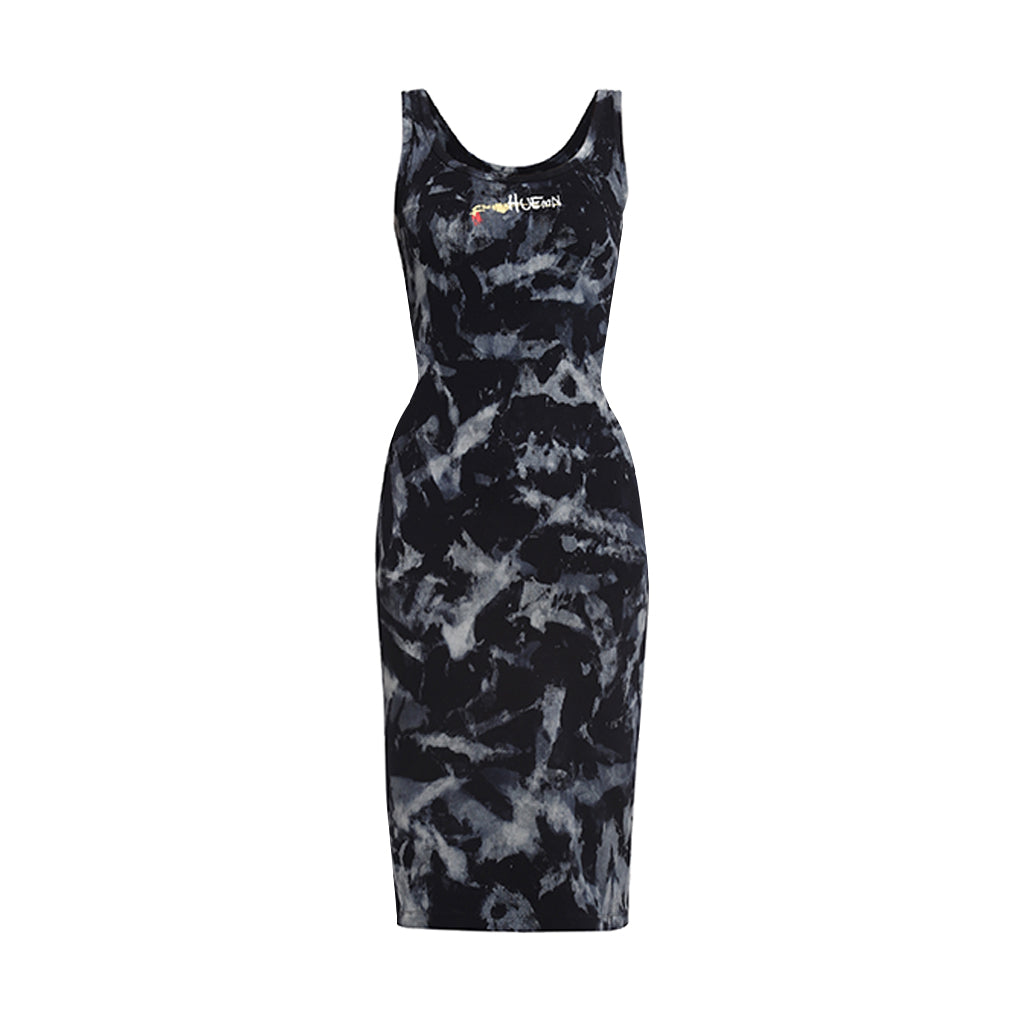 Cold Pressed Rose Bodycon Tie & Dye Dress