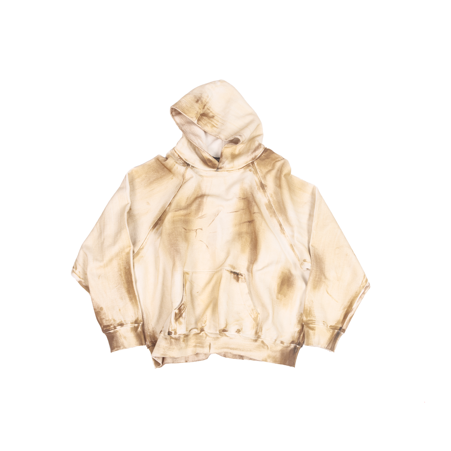 Oversized unisex mud-washed hoodie (White)