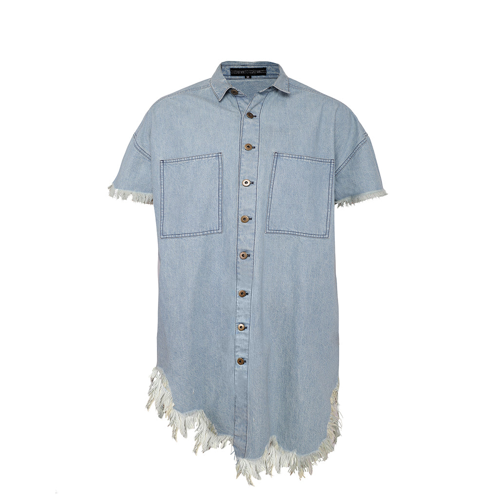 Huemn Denim Oversized Asymmetric Longline Shirt