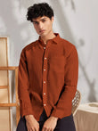 Solid Orange Premium Cotton Casual Full Sleeve Shirt for Men - Prime Fitz