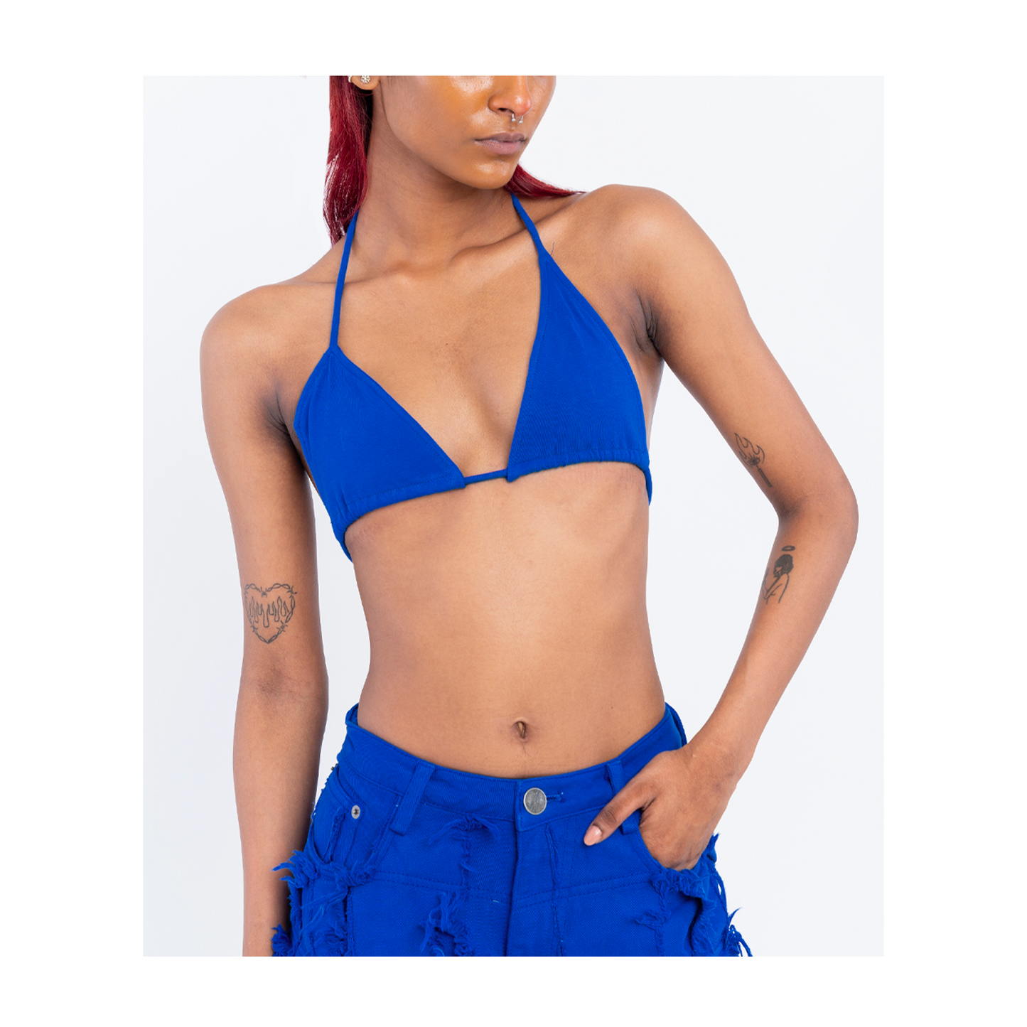 Asymmetric Bralette Top (Blue)