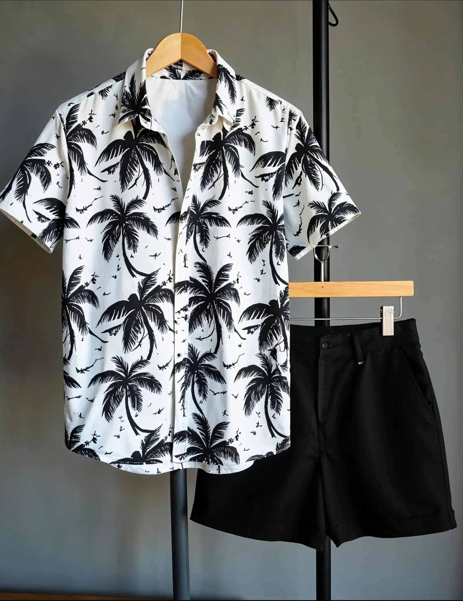 Men's Tropical Palm Tree Print Shirt & Shorts Set – Casual Beachwear Outfit - Prime Fitz