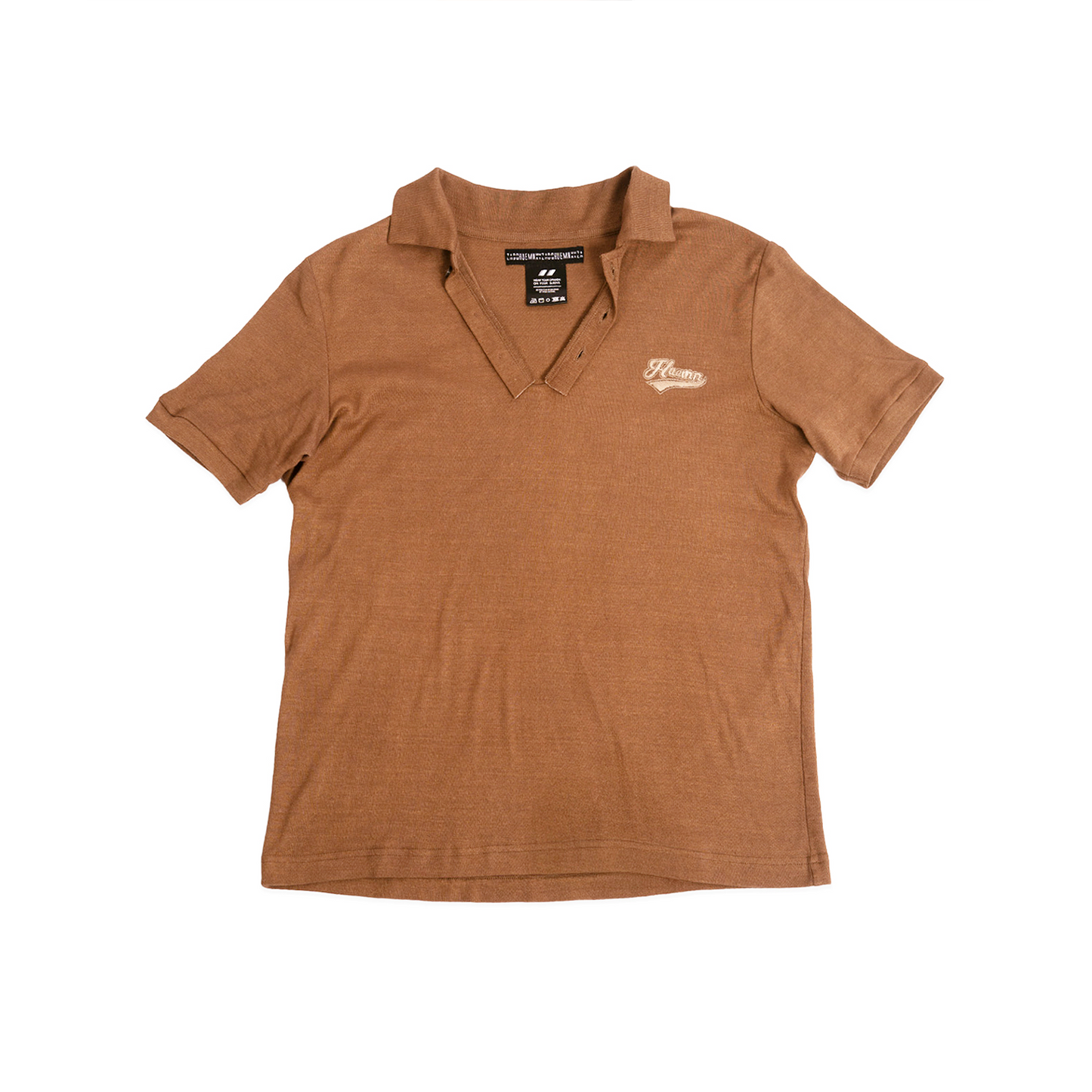 Polo T-shirt with deconstructed detail (Men's)-Brown