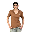 Polo T-shirt with deconstructed detail (Women's)-Brown