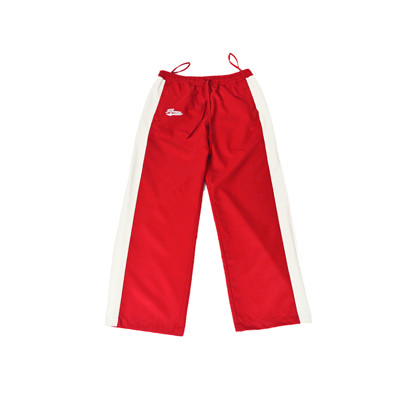 Embroidered trackpant with panelled detail (Red)
