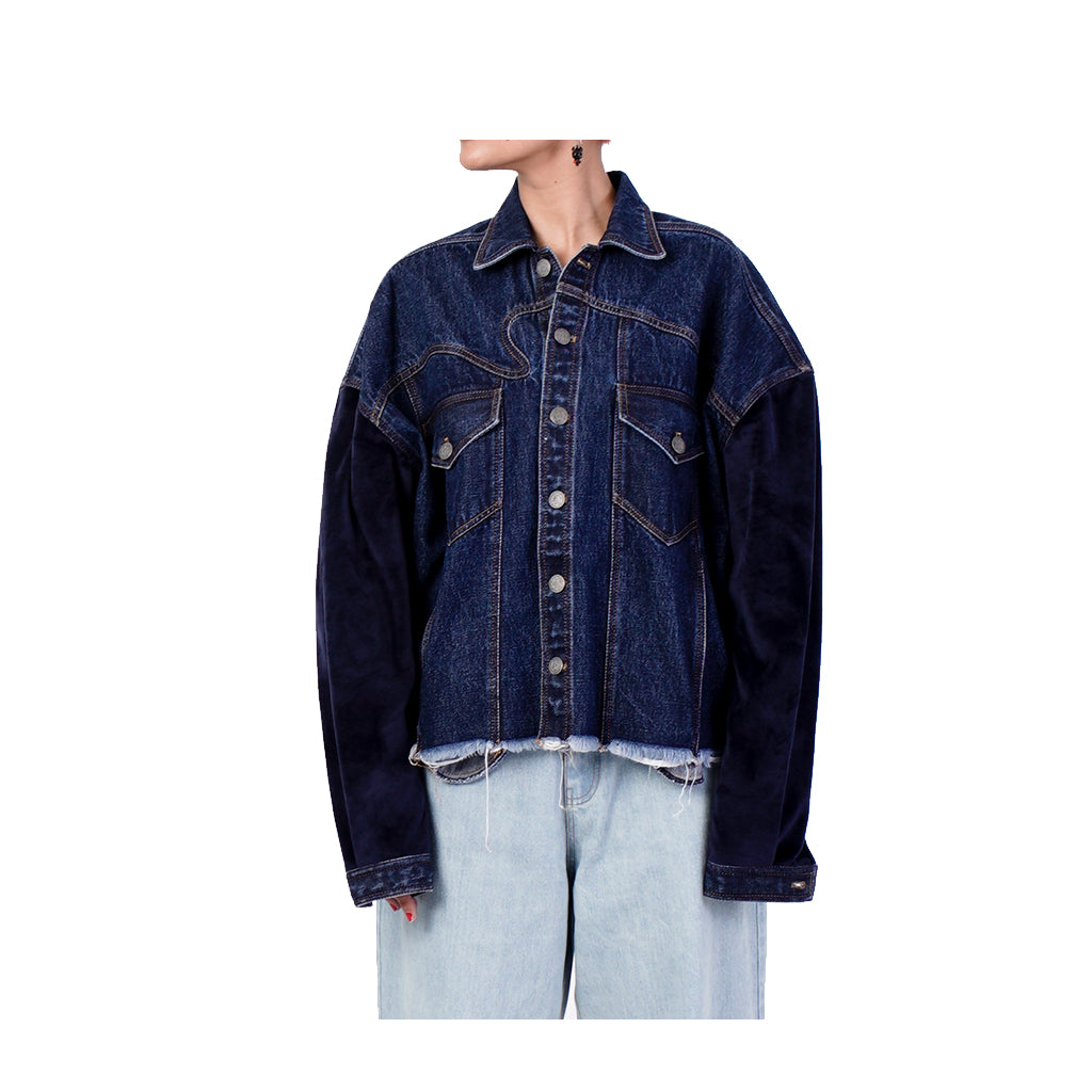 Darwyn Split Velvet And Denim Jacket