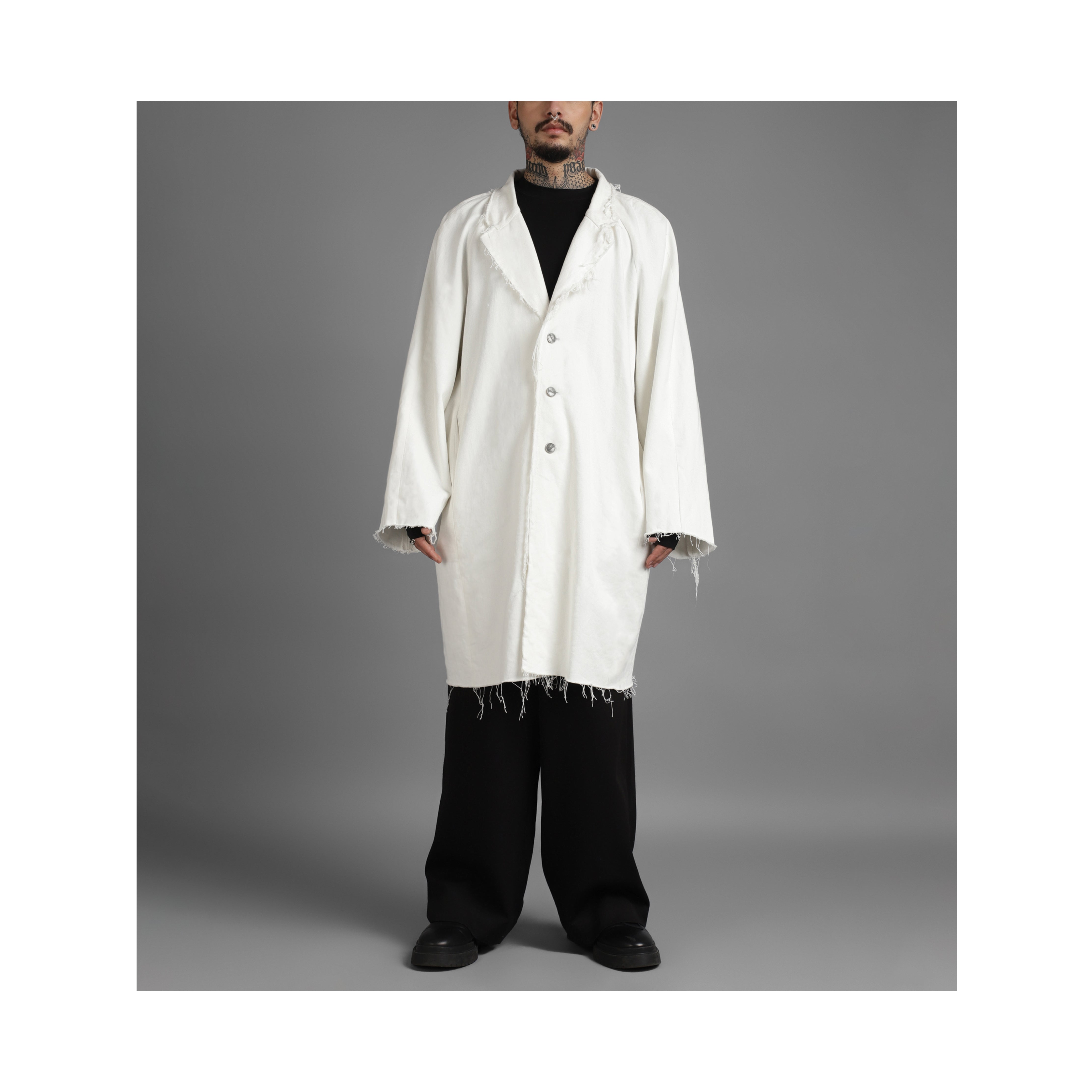 SuperHUEMN Denim Overcoat (White)