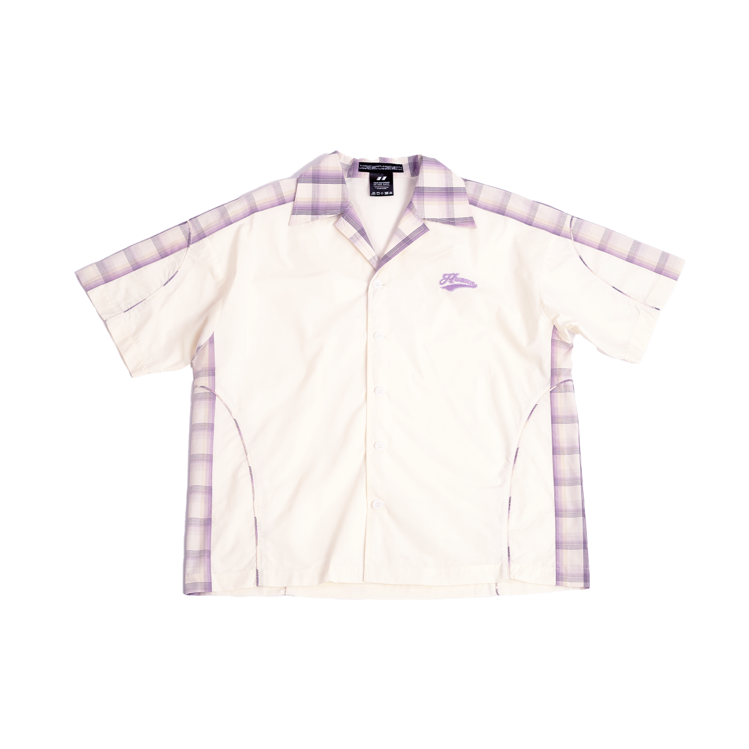 Contrast panelled safari shirt (Cream)