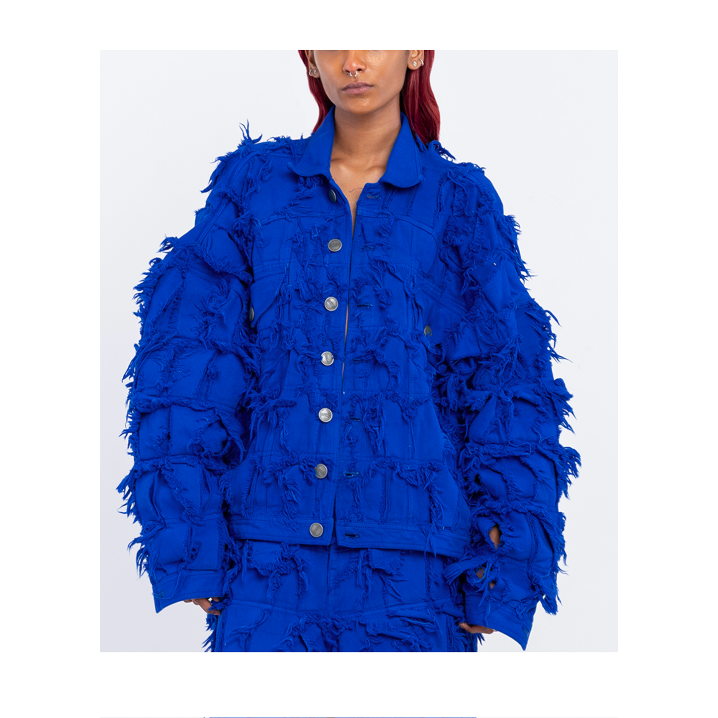 Handcrafted 1000 Panel Distressed Jacket (Blue)