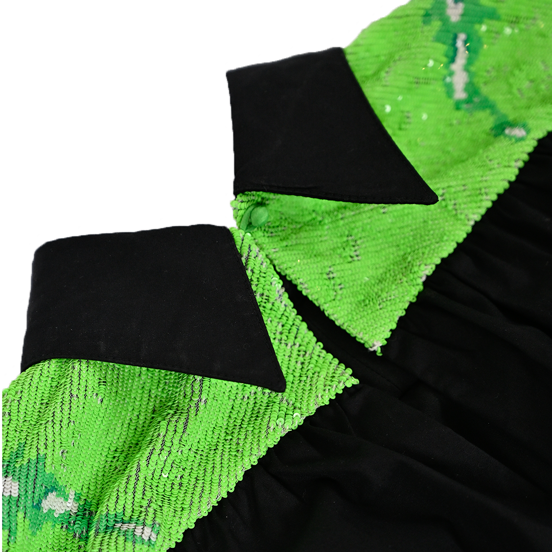 Hand embroidered 'Snake-Skin' poufy dress