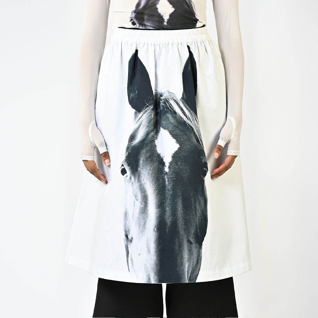 Horse printed cotton skirt