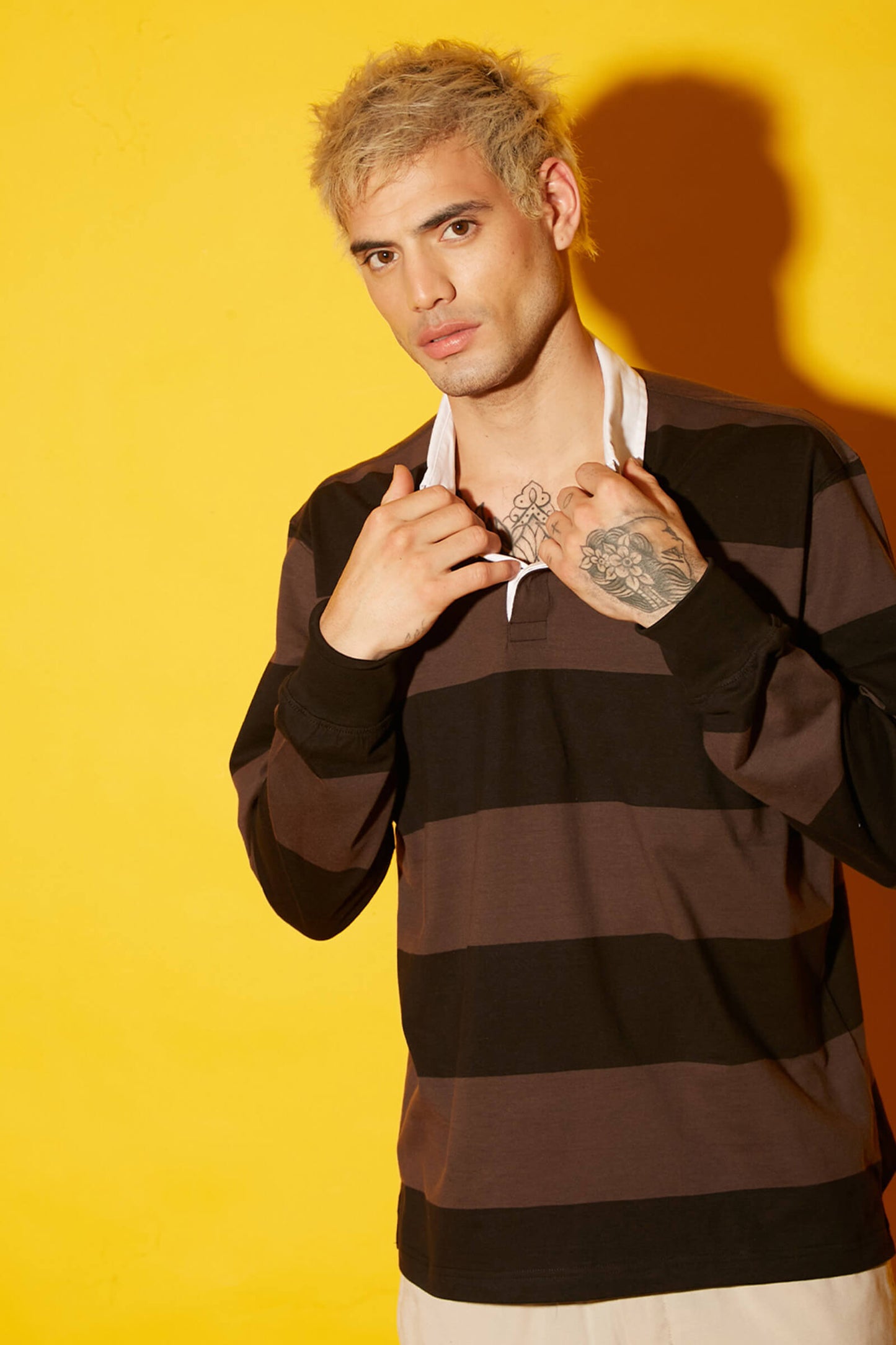 Coco Striped Collared Full Sleeves T-shirt