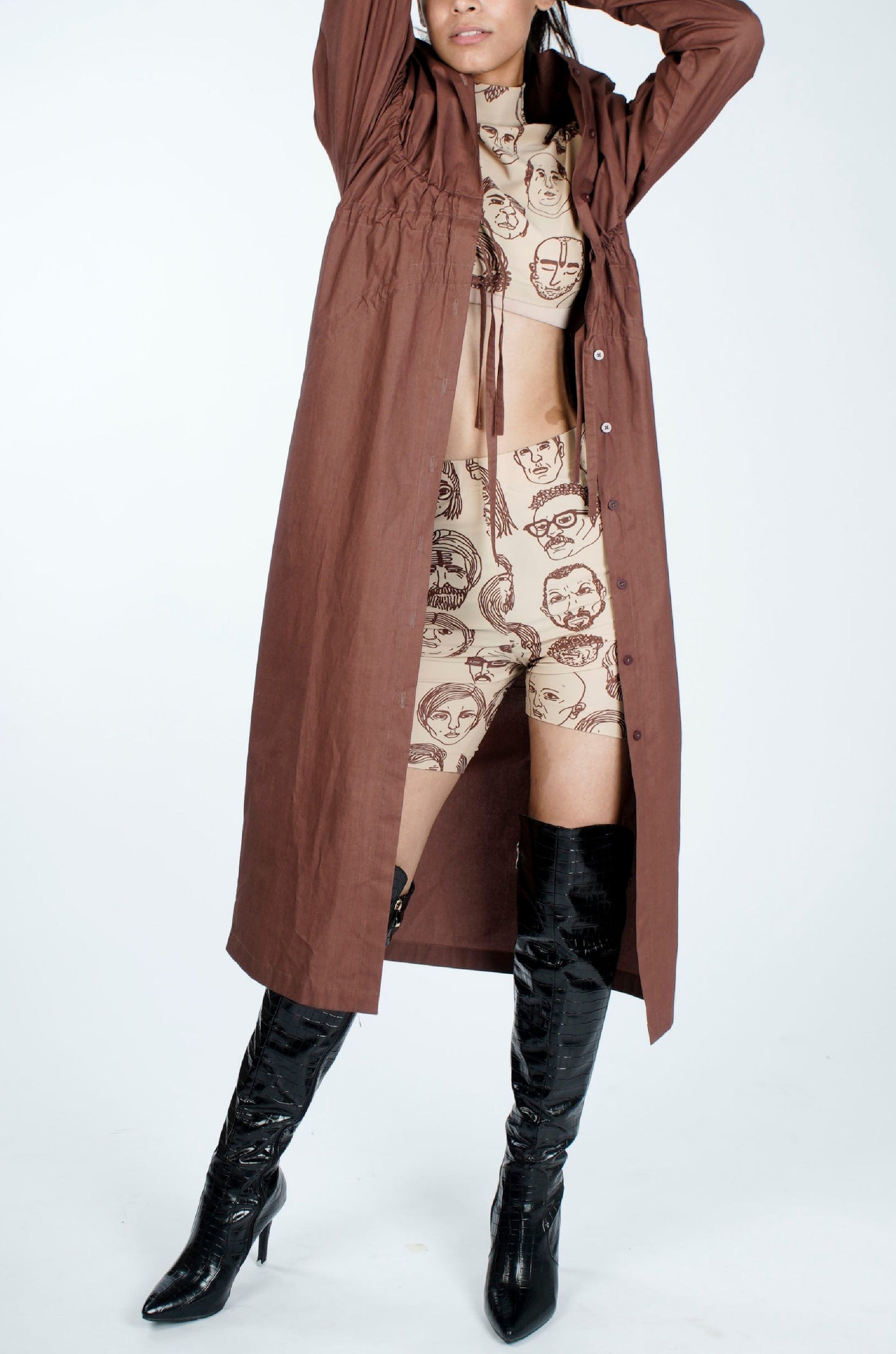 Drawstrings Dress (Brown)