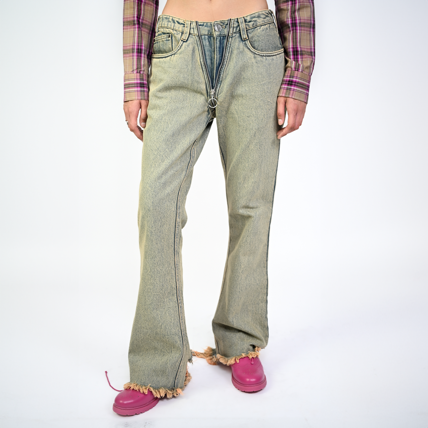 Vintage bootcut denim with zippered detail
