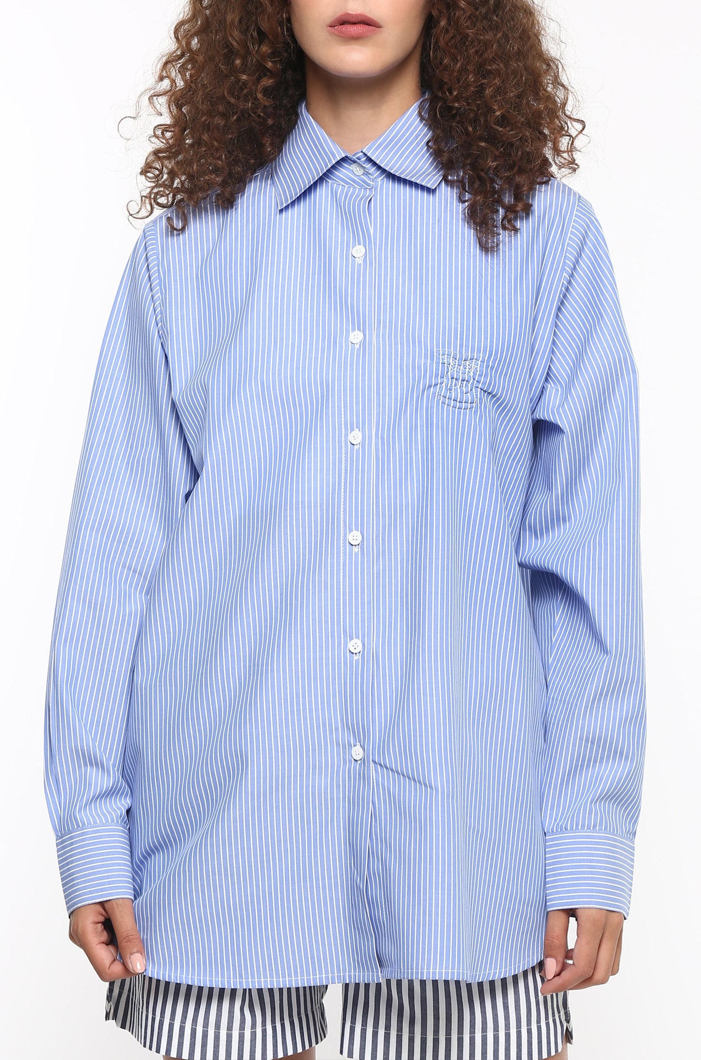Huemn Gorilla Insignia Striped Shirt (Cornflower Blue)