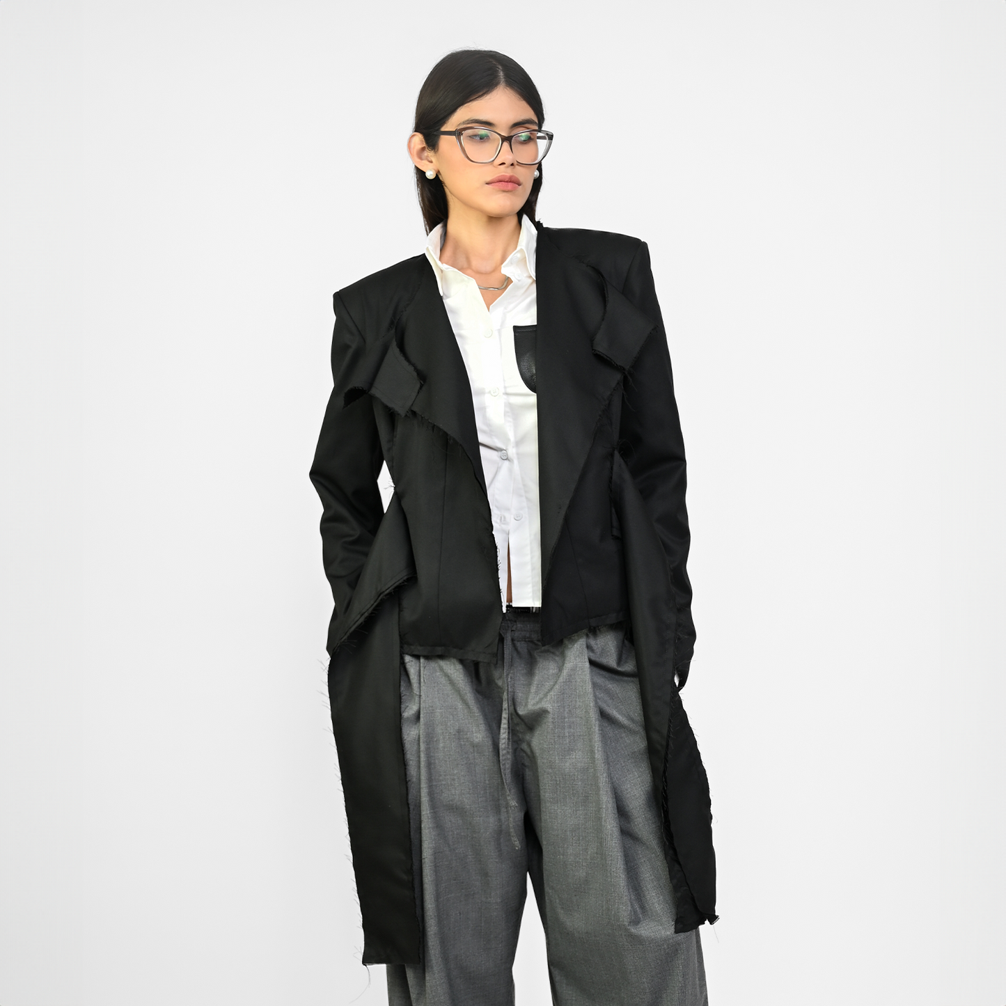 Cropped deconstructed blazer