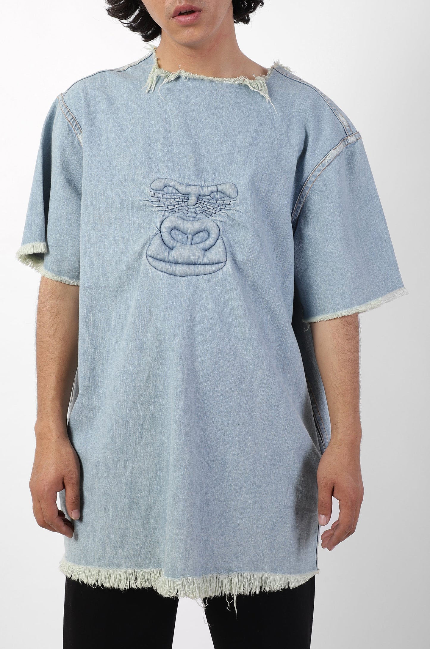 Huemn Gorilla Insignia Denim Longline T-Shirt