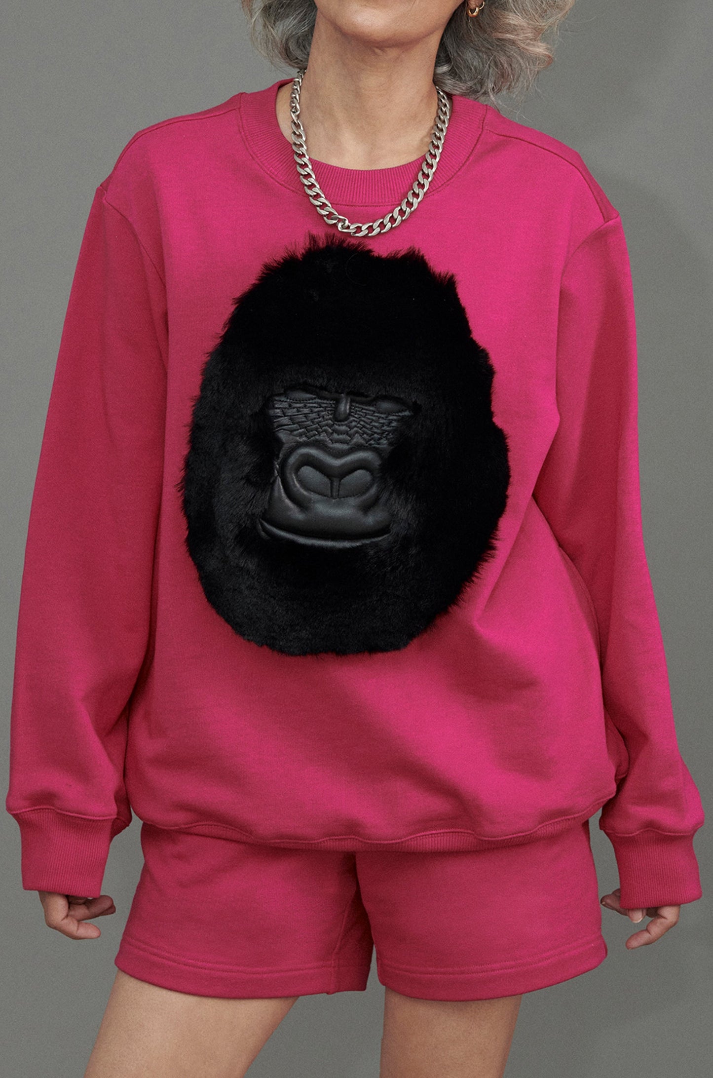 Huemn Classic Handmade Gorilla Sweatshirt (Hot Pink)