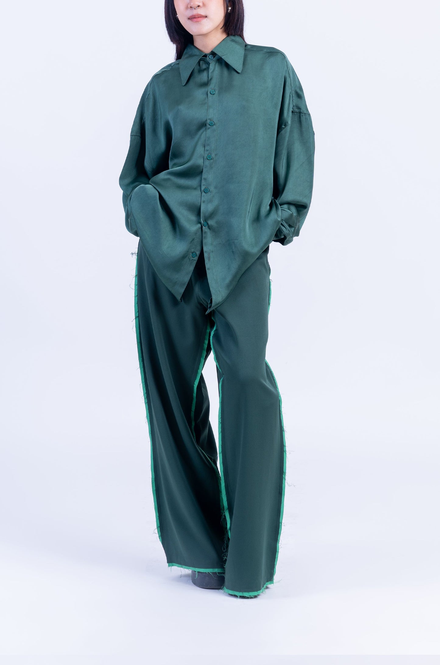 The Devil Wears HUEMN Pants 'Raw Edged' (Green)