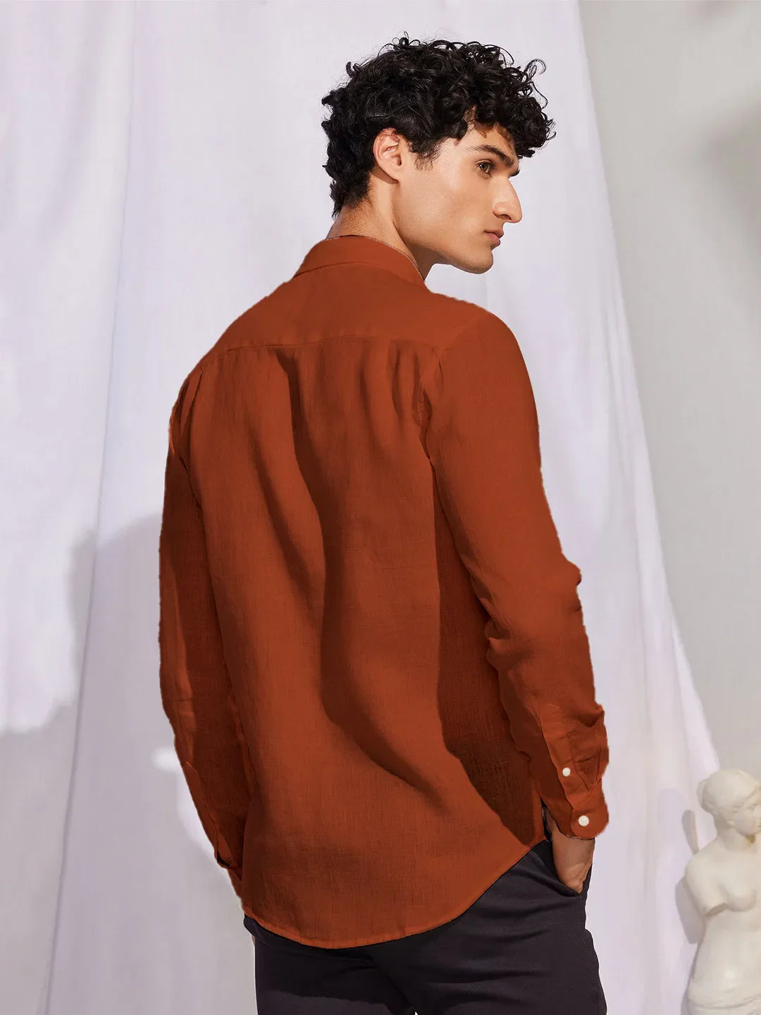 Solid Orange Premium Cotton Casual Full Sleeve Shirt for Men - Prime Fitz