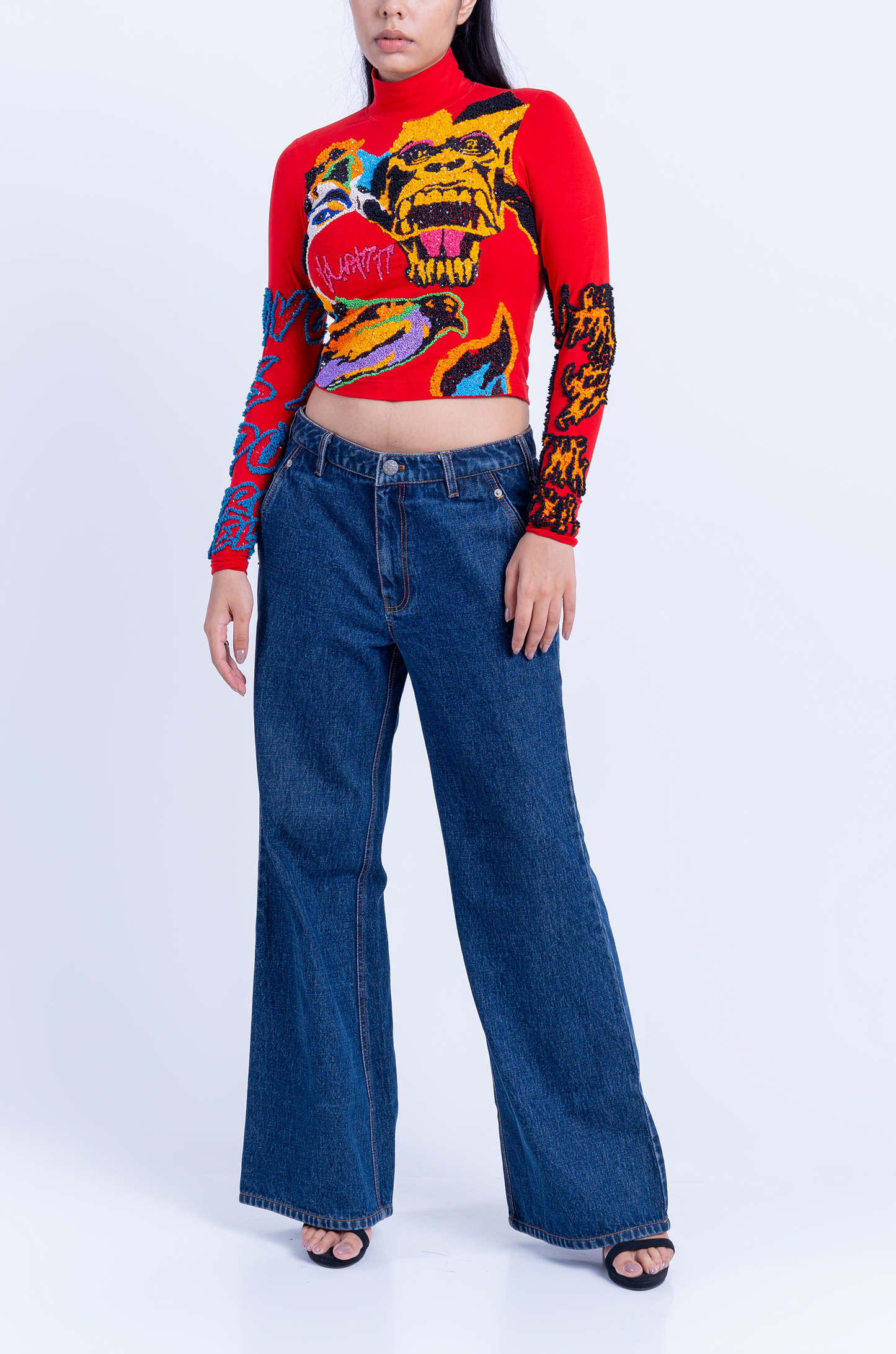 Handcrafted 'Return Of The Gorilla' Crop Top (Red)