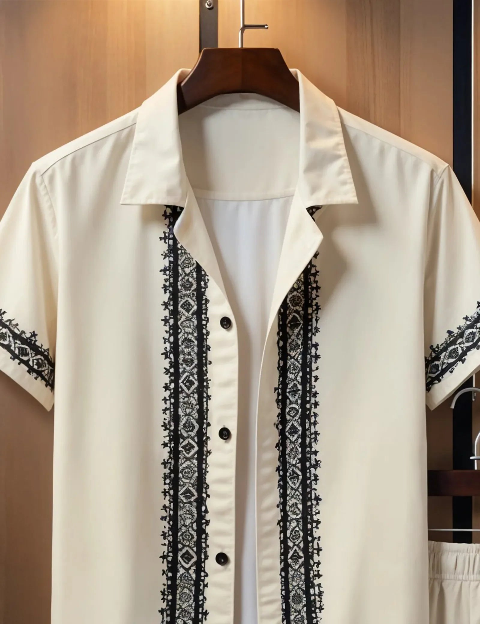 Men's Vintage-Inspired Embroidered Shirt & Shorts Set – Elegant Summer 2-Piece Outfit - Prime Fitz