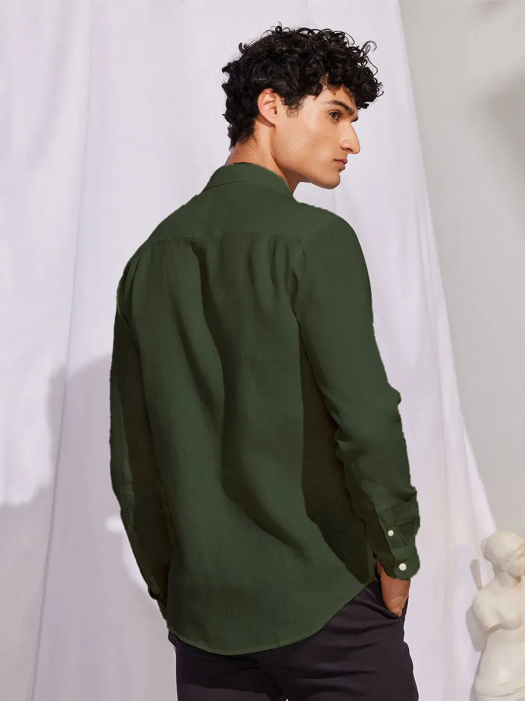 Solid Dark Green Premium Cotton Casual Full Sleeve Shirt for Men - Prime Fitz