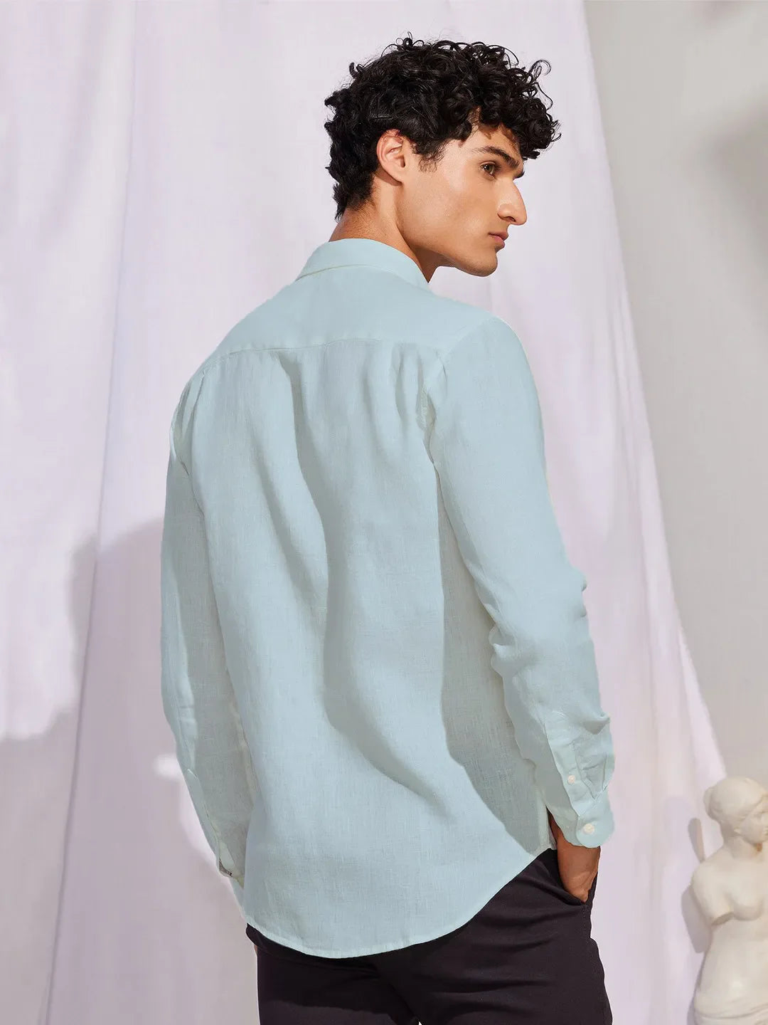 Solid Sky Blue Premium Cotton Casual Full Sleeve Shirt for Men - Prime Fitz