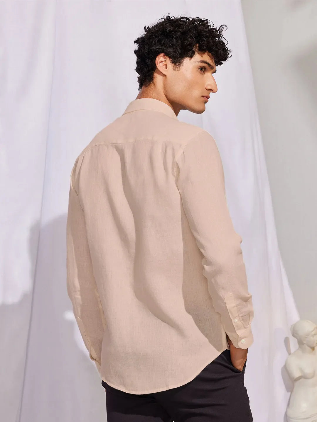 Solid Apricot Cream Premium Cotton Casual Full Sleeve Shirt for Men - Prime Fitz