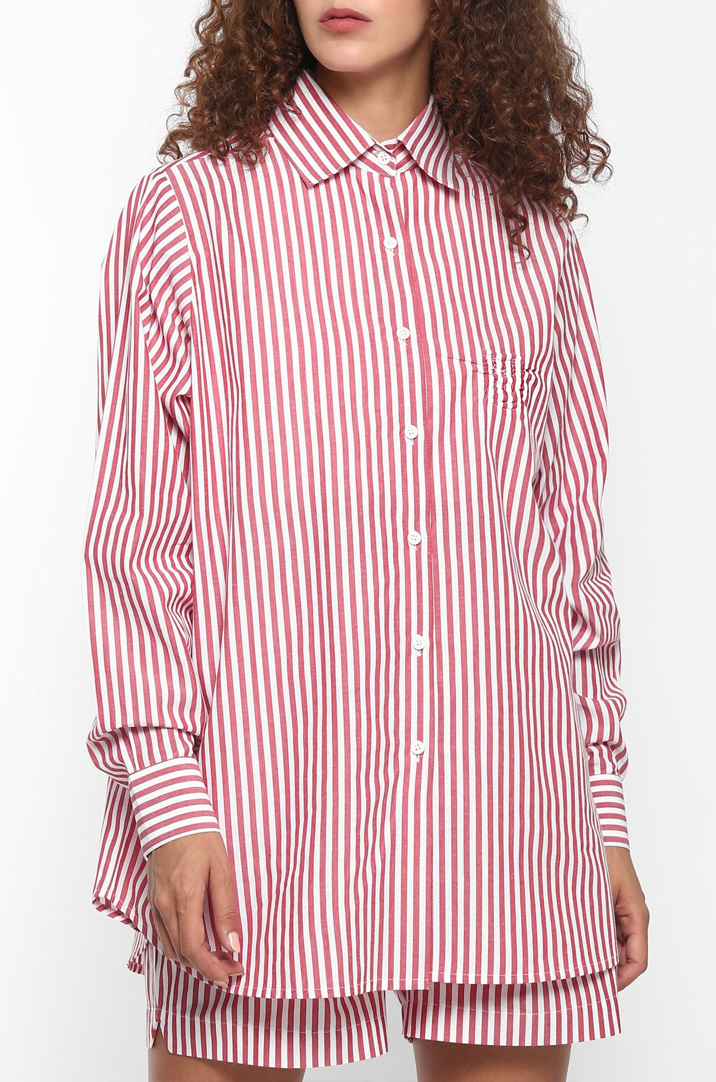 Huemn Gorilla Insignia Striped Shirt (Flamingo Pink)