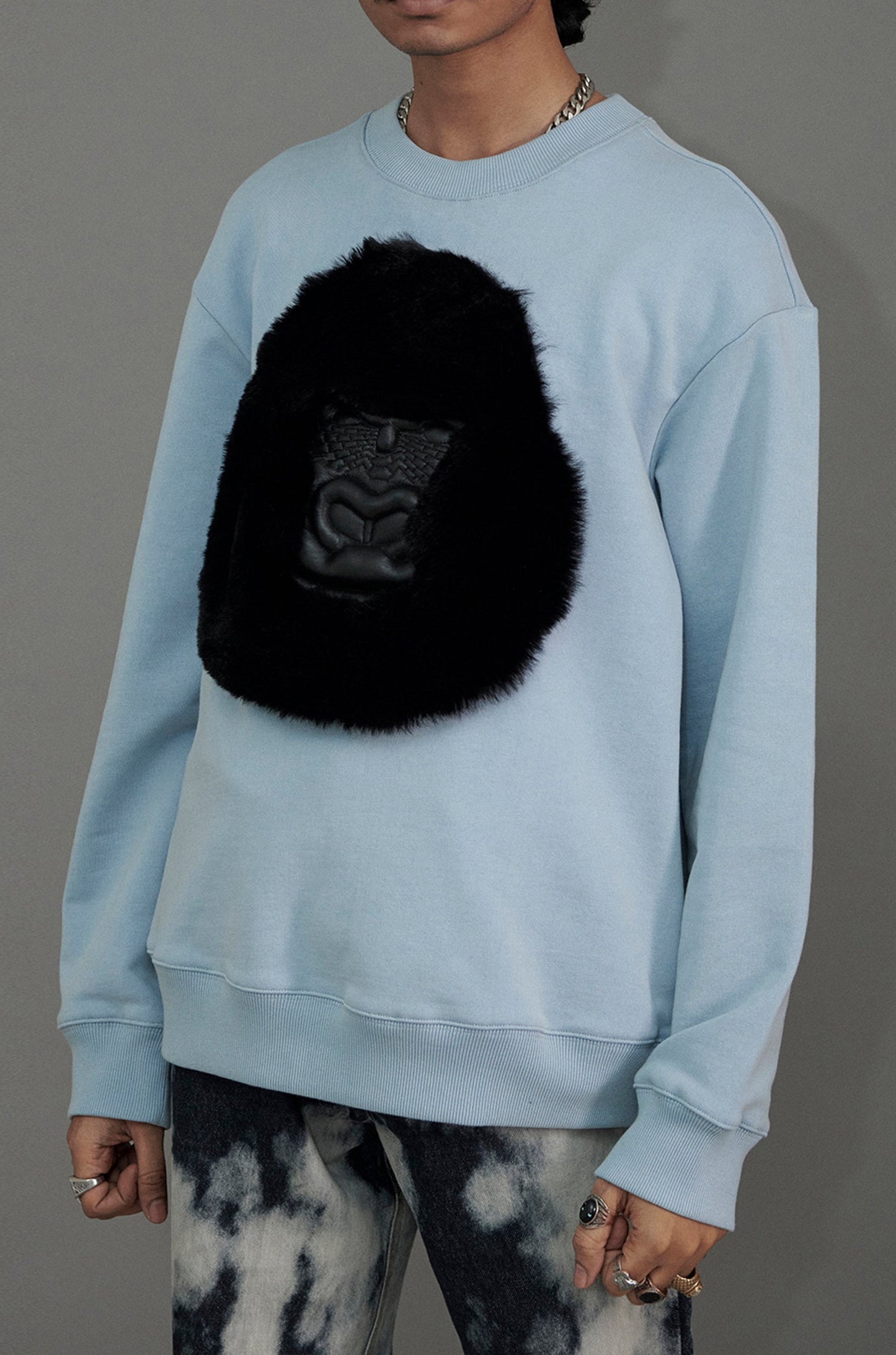 Huemn Classic Handmade Gorilla Sweatshirt (Powder Blue)
