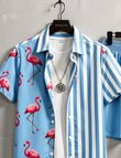 Men's Flamingo Print & Striped Shirt with Shorts Set – Fun Tropical Summer Outfit - Prime Fitz