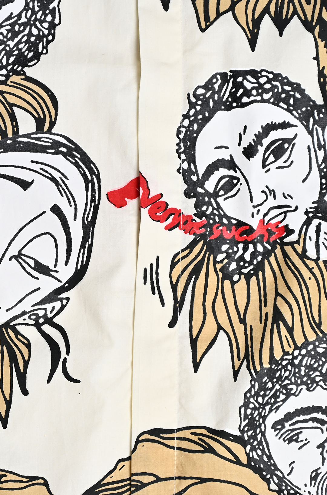 Oversized butter yellow 'faces' shirt