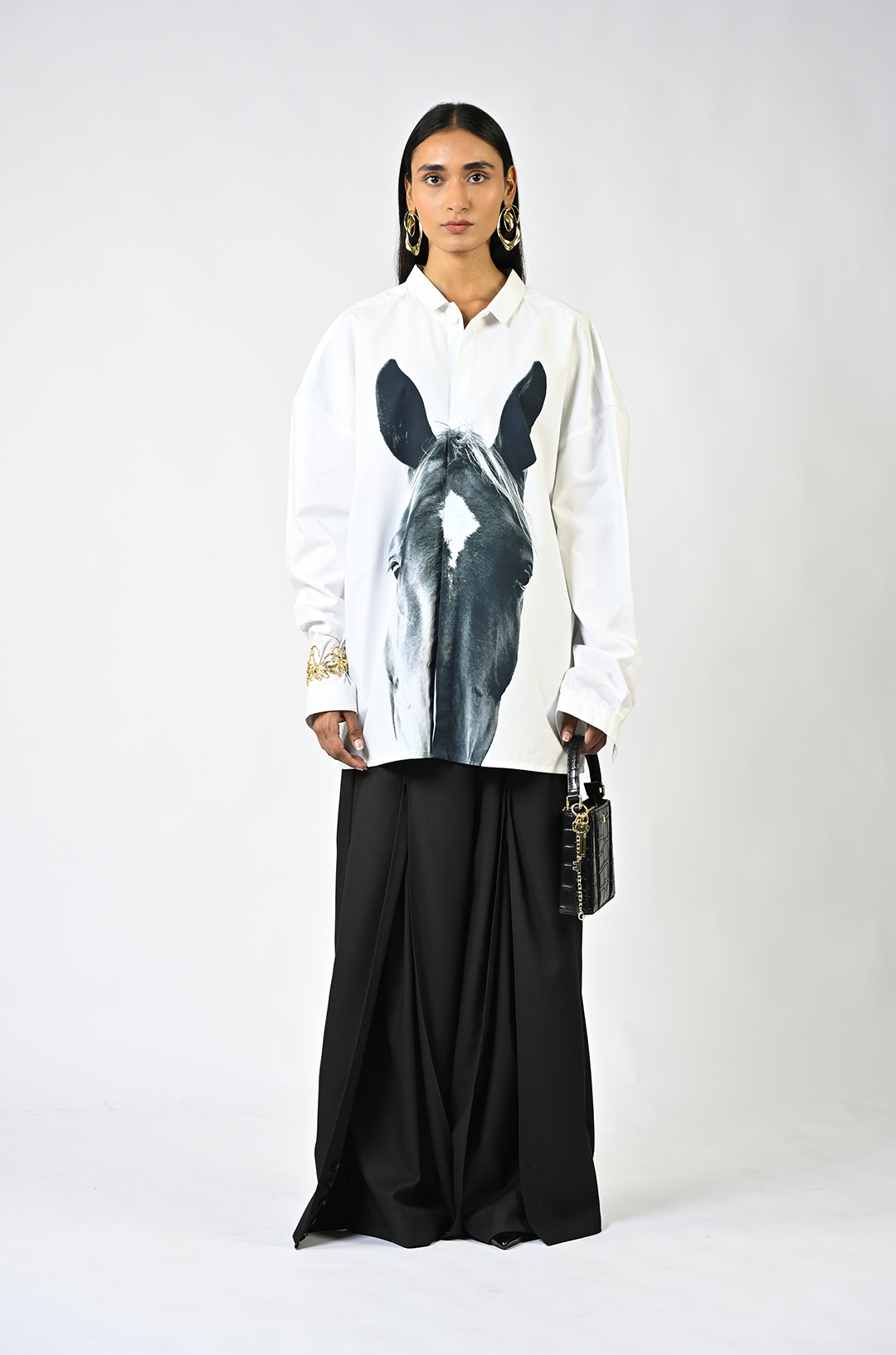 Horse printed cotton shirt - White