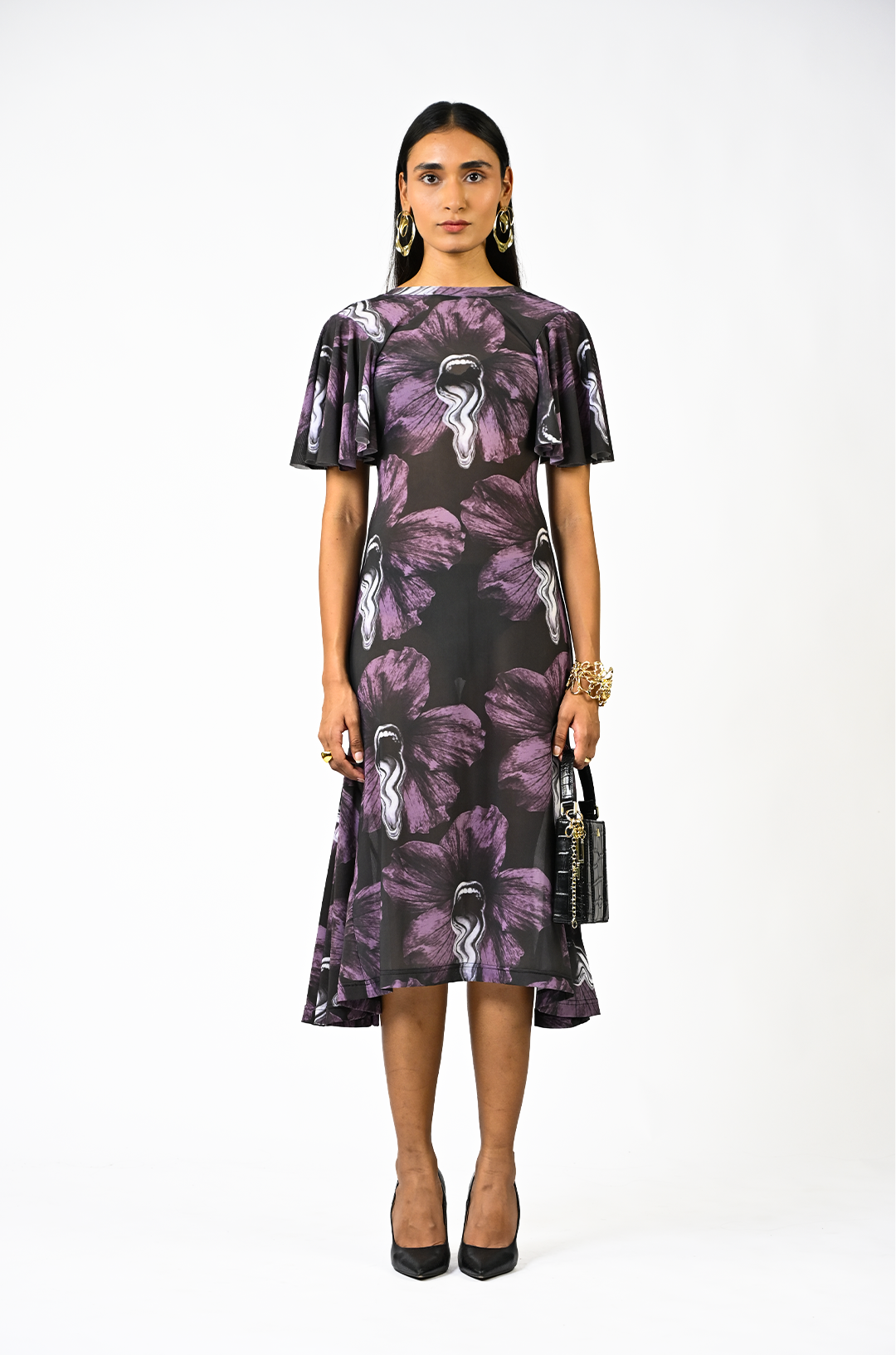 Sculpted purple lycra dress