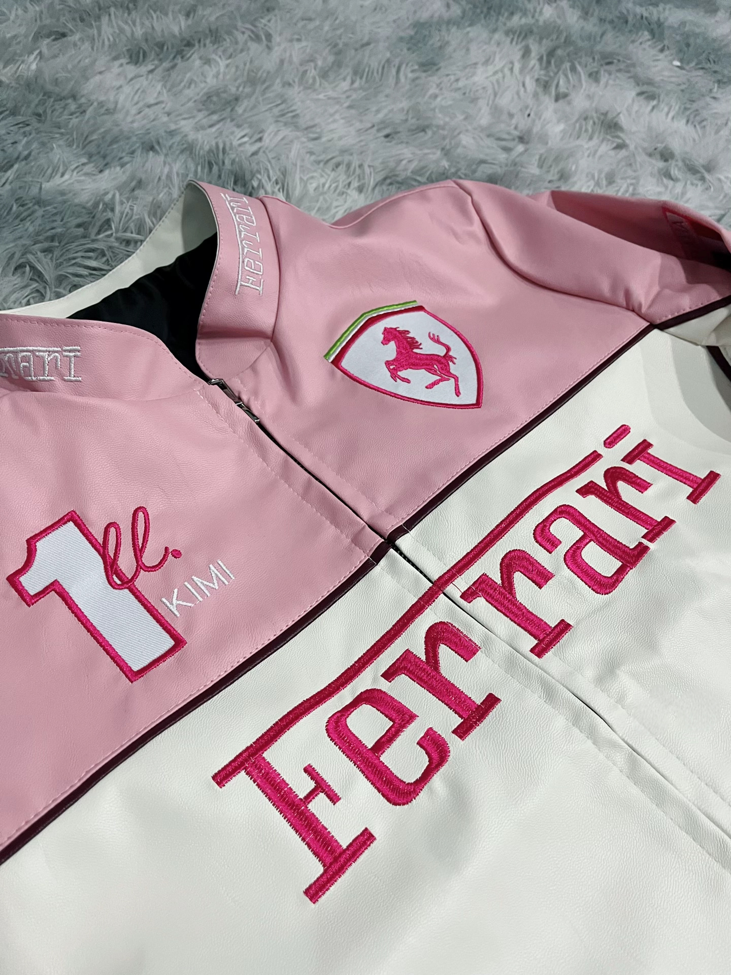 Pink Ferrari Leather Jacket – Luxe Motorsport Streetwear | Mercy Wear - Prime Fitz