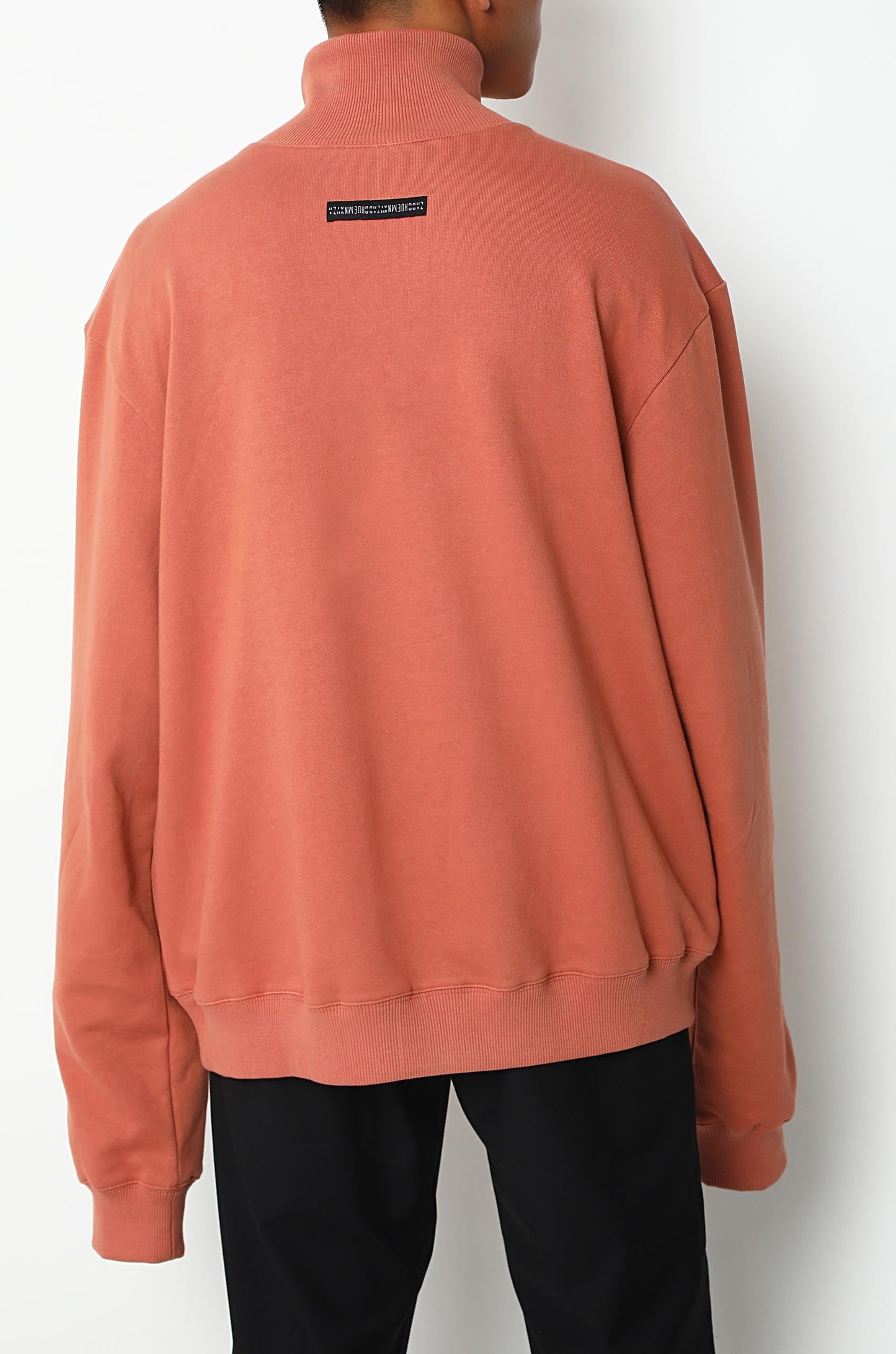 Turtleneck Sweatshirt With Leather Ribcage