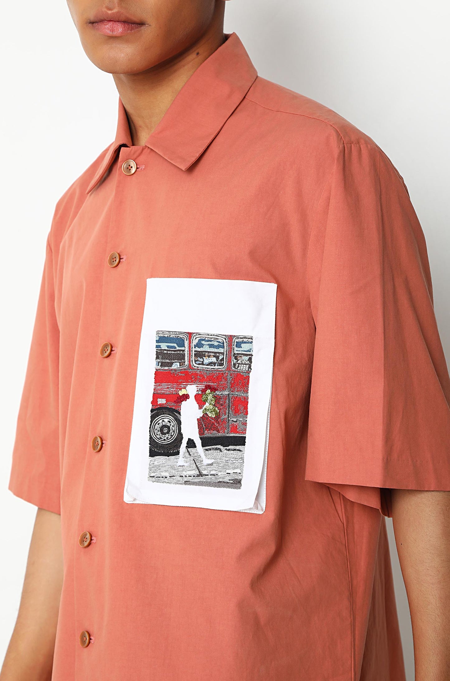 Handcrafted 'Missing Person' Safari Shirt (Salmon)