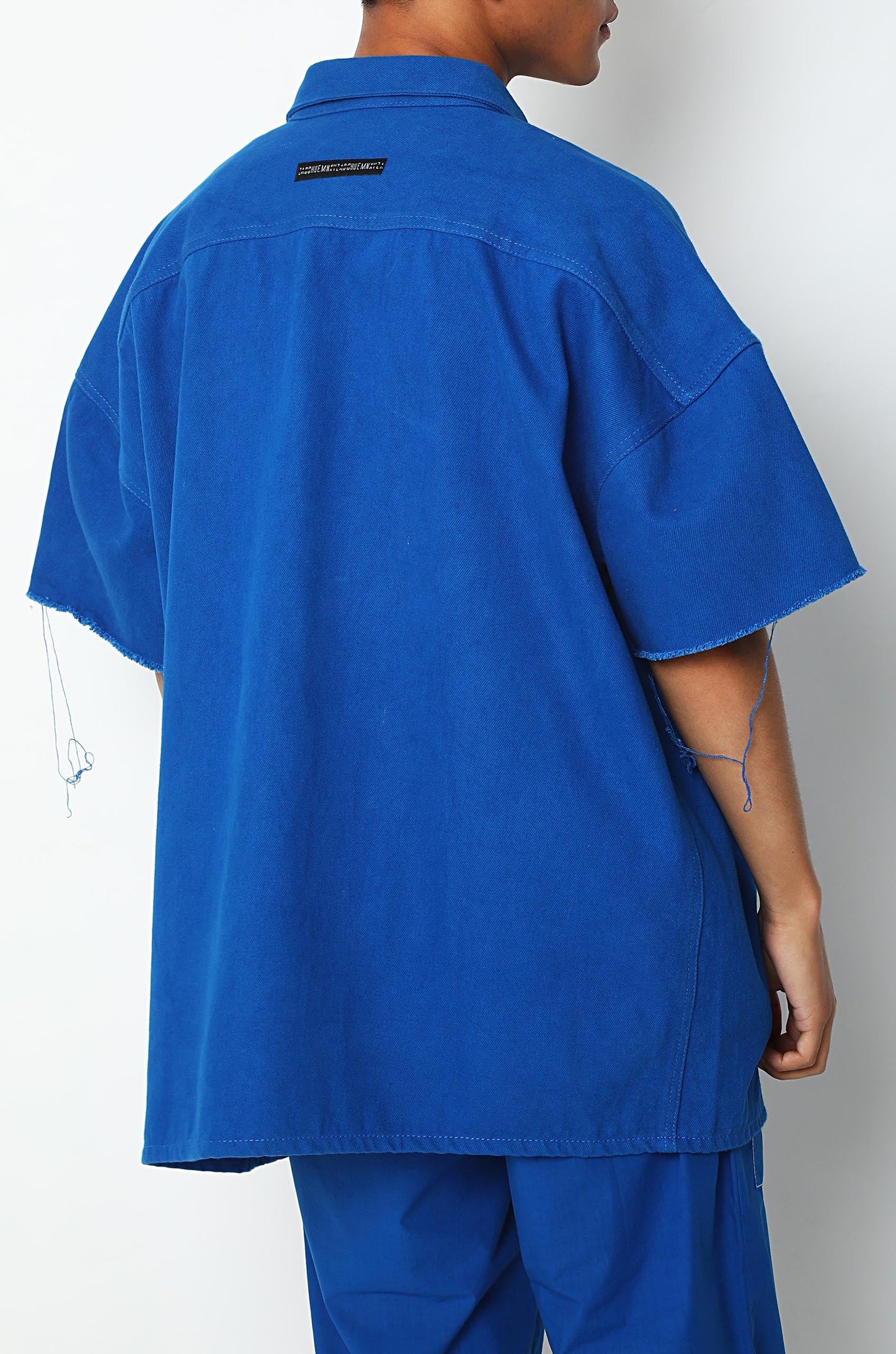 Denim Shirt With Patched Pockets (Cobalt)