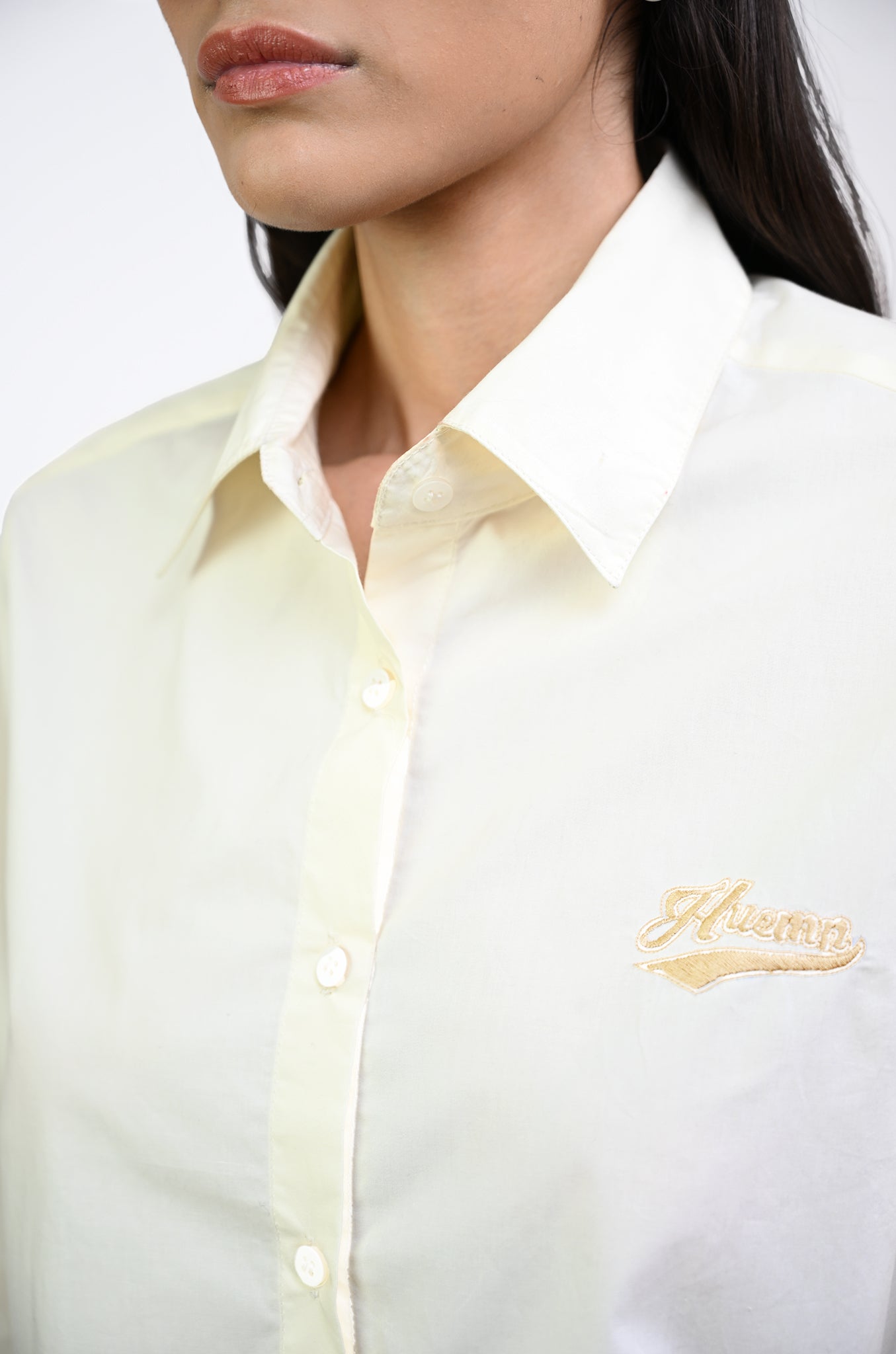 Embroidered logo cotton shirt (Butter Yellow)