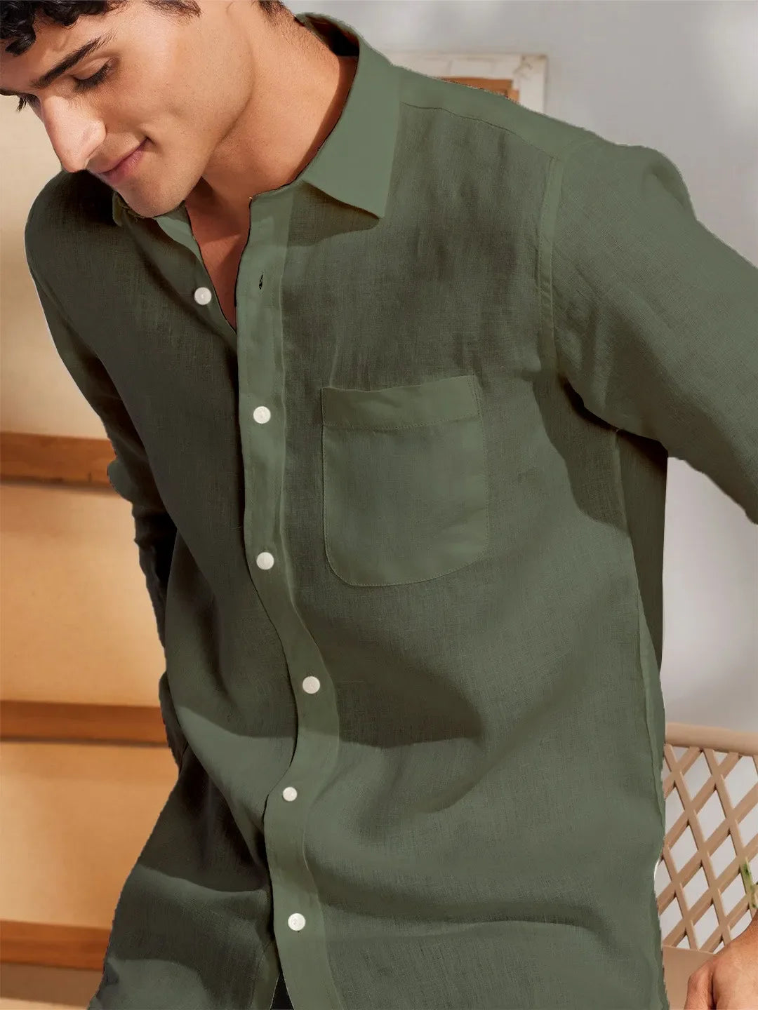 Solid Light Dark Green Premium Cotton Casual Full Sleeve Shirt for Men - Prime Fitz