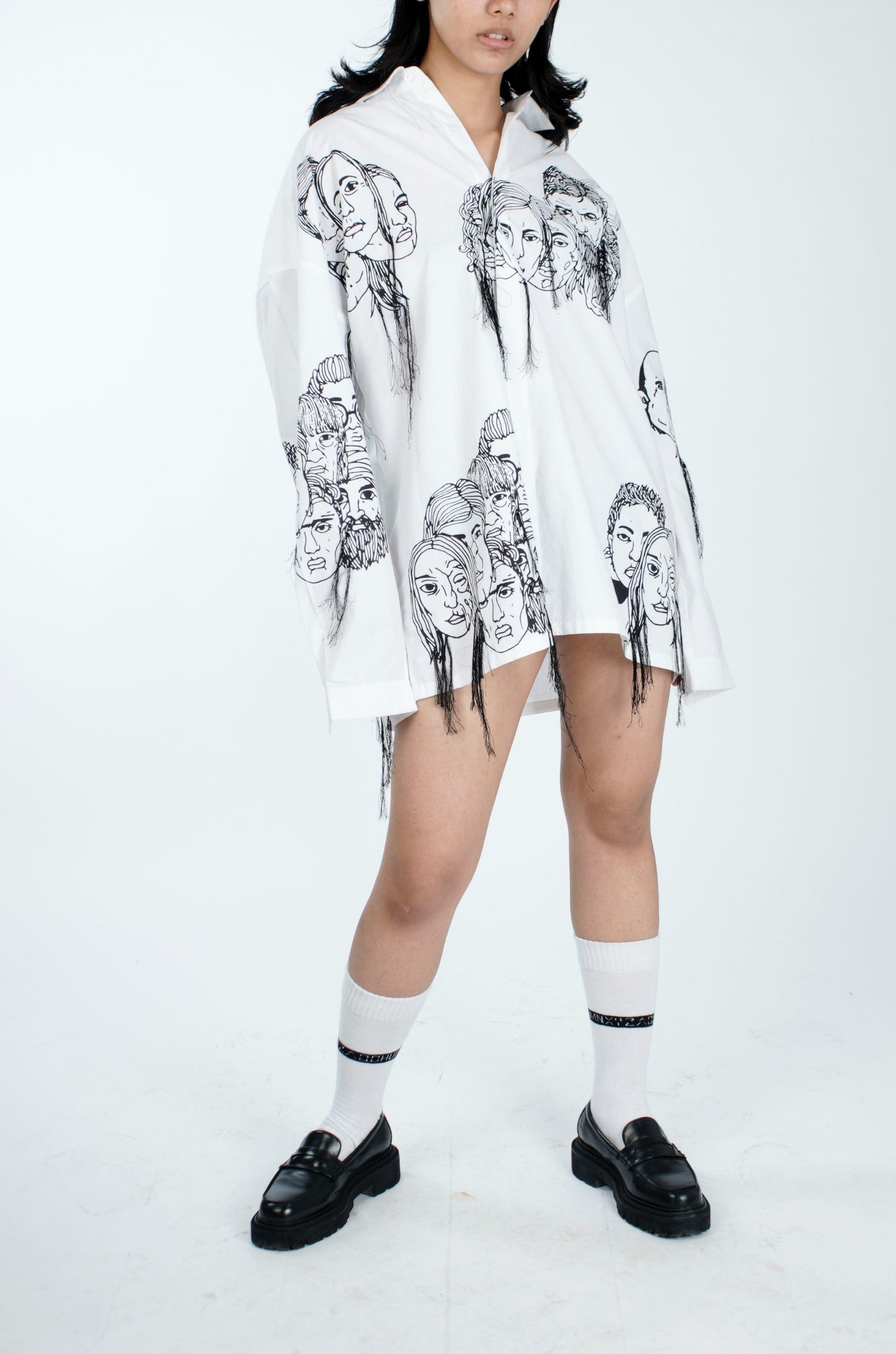 Handcrafted Diversity Stream Shirt(White)