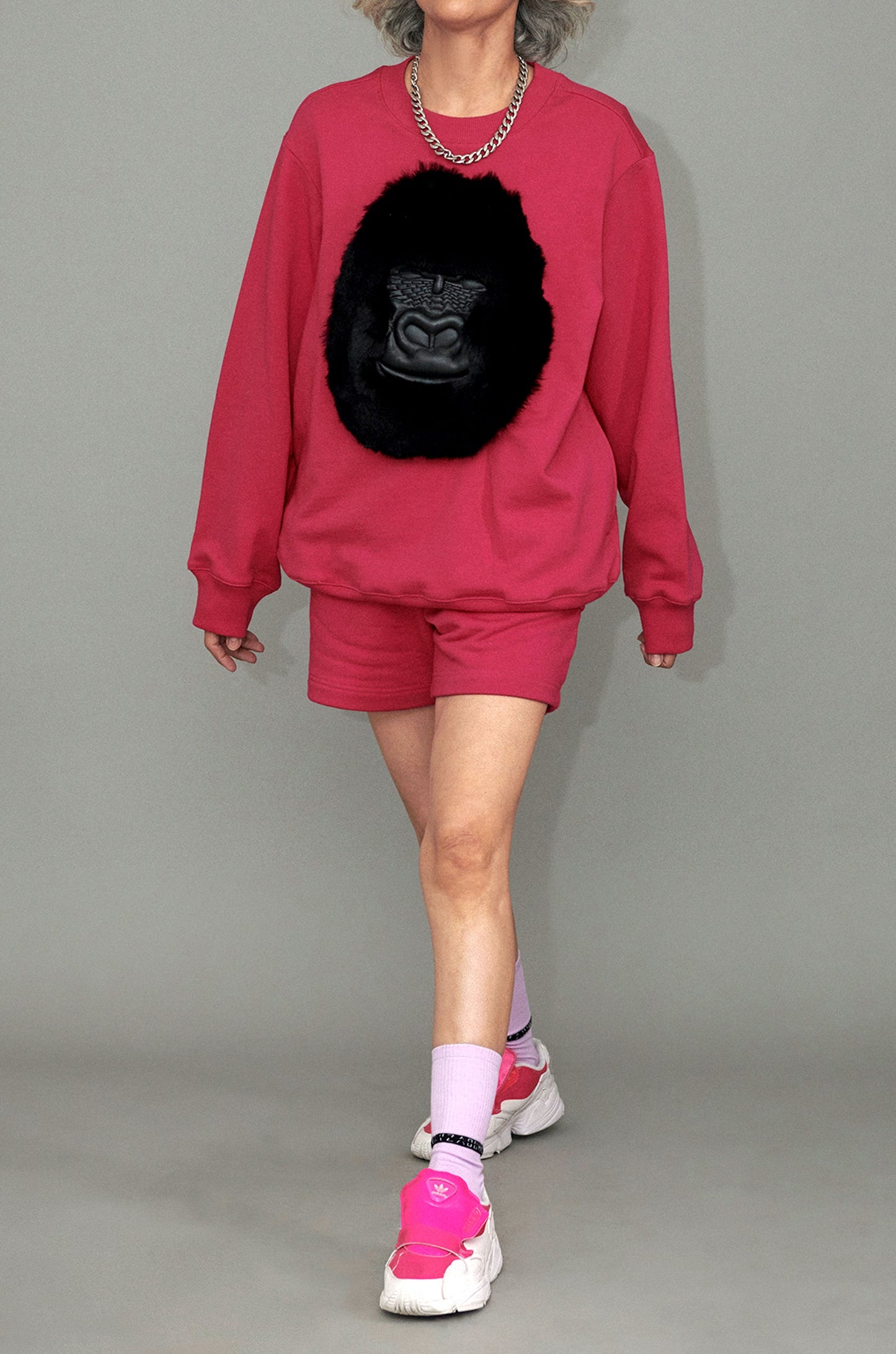 Huemn Classic Handmade Gorilla Sweatshirt (Hot Pink)