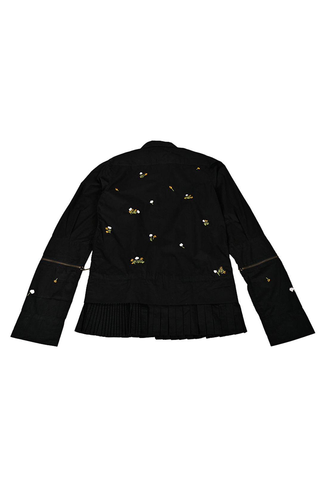 Oversized hand embroidered shirt dress with Zipper Detail (Black)