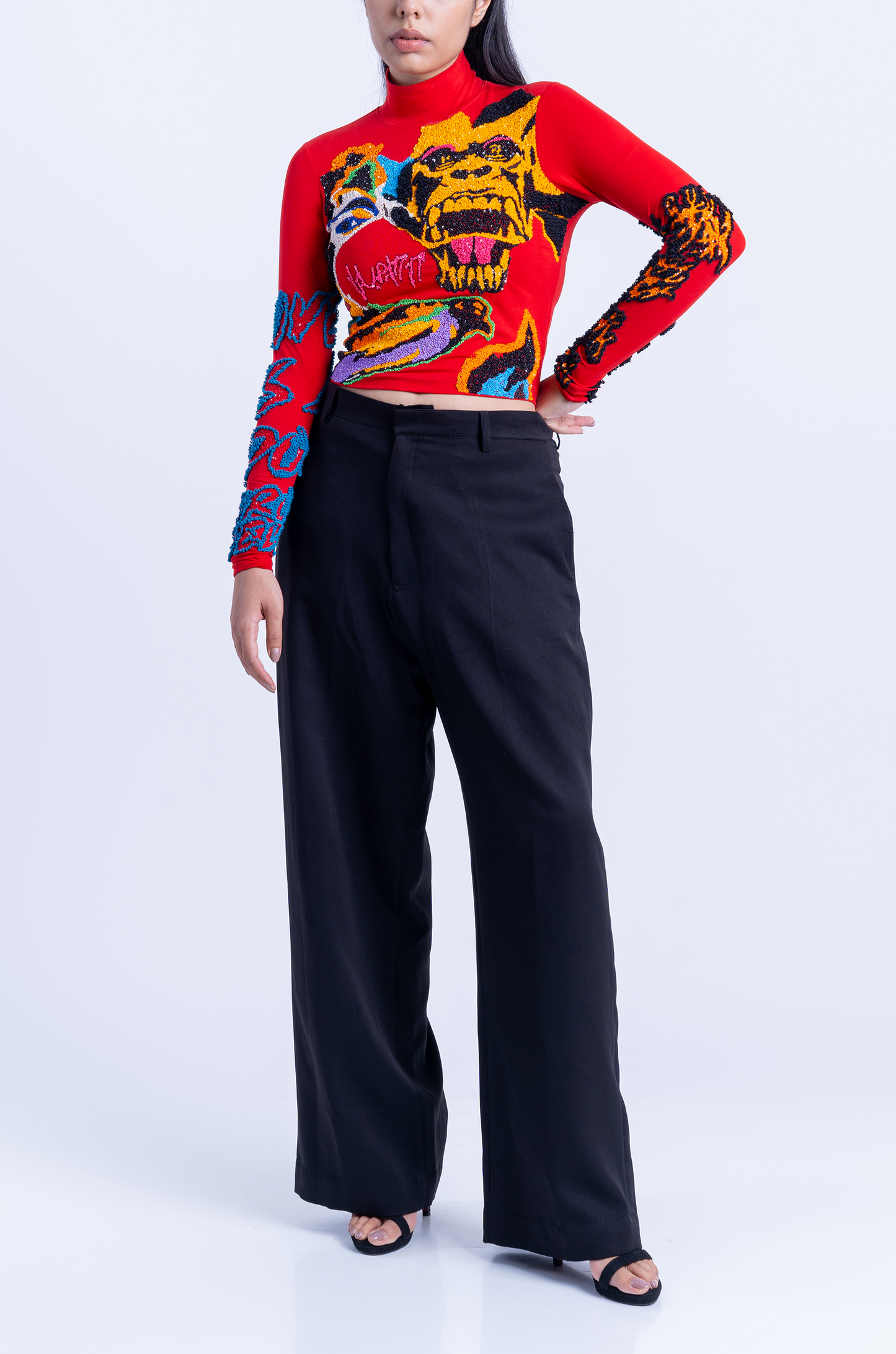 Handcrafted 'Return Of The Gorilla' Crop Top (Red)