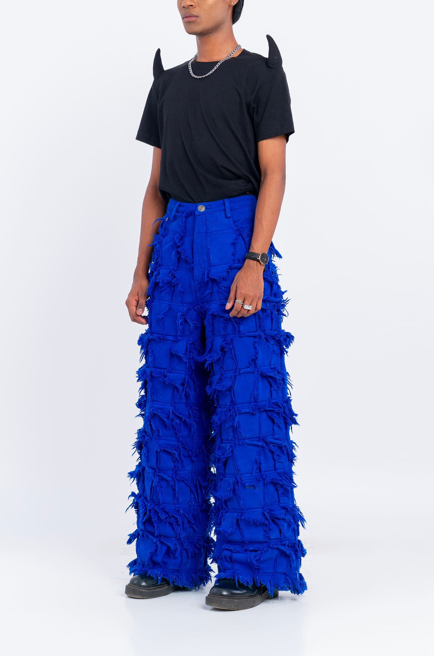 Handcrafted 1000 Panel Distressed Jeans (Blue)