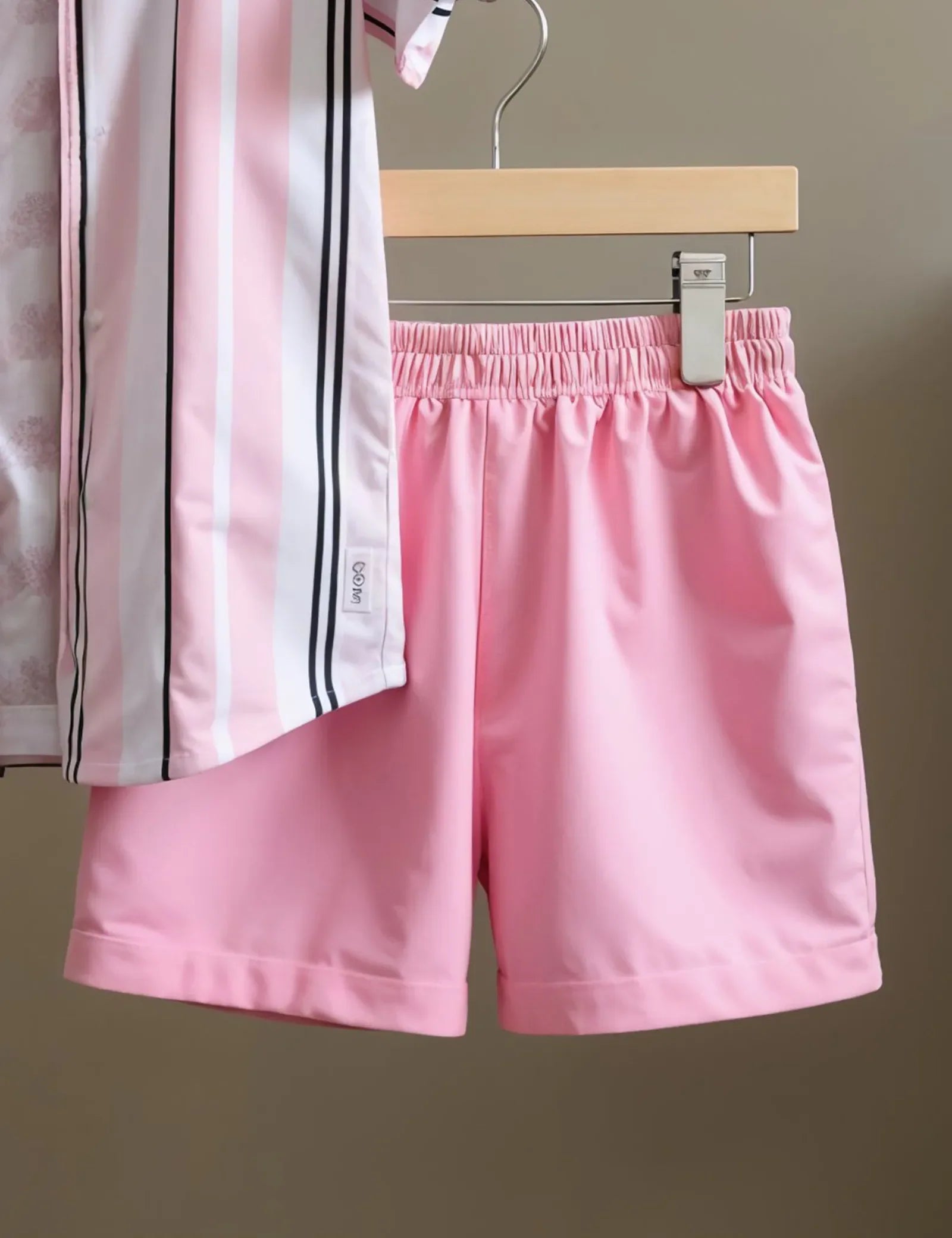 Men's Pink Striped Shirt & Shorts Set – Stylish Summer Two-Piece Outfit - Prime Fitz